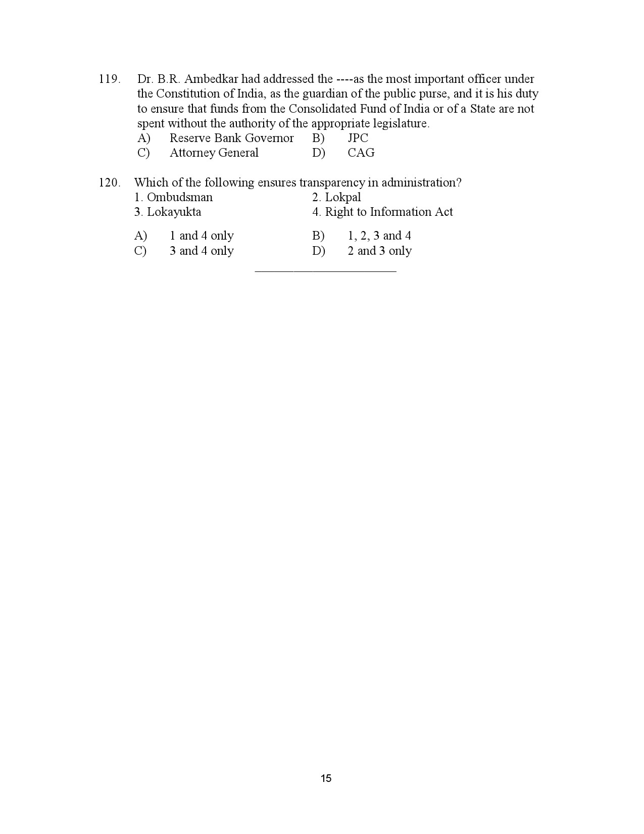 Kerala SET Political Science Exam Question Paper July 2023 15