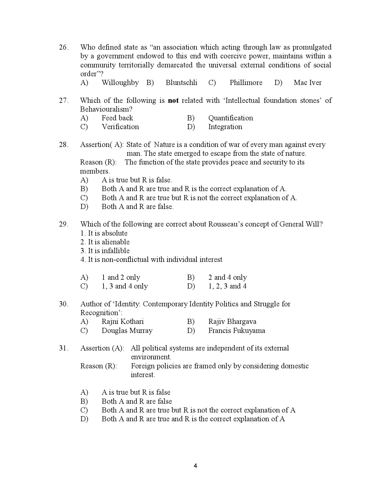 Kerala SET Political Science Exam Question Paper July 2023 4