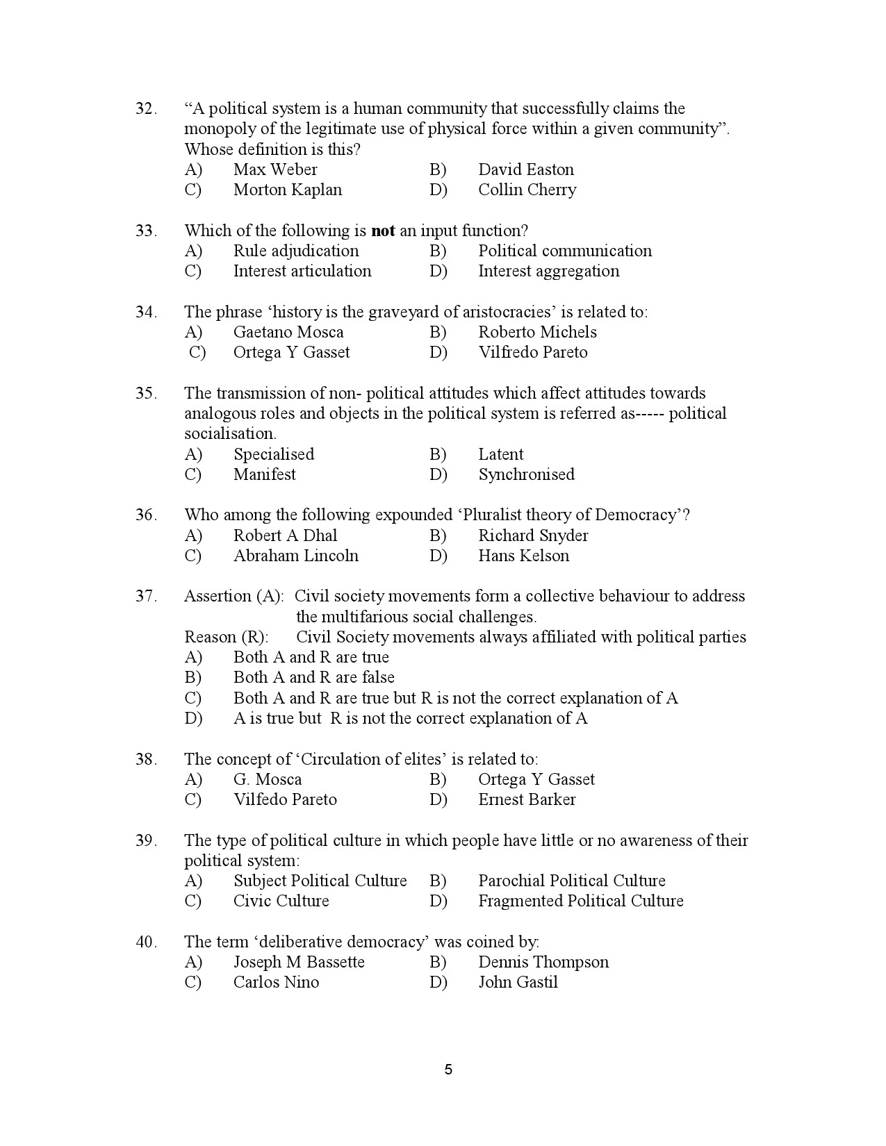 Kerala SET Political Science Exam Question Paper July 2023 5