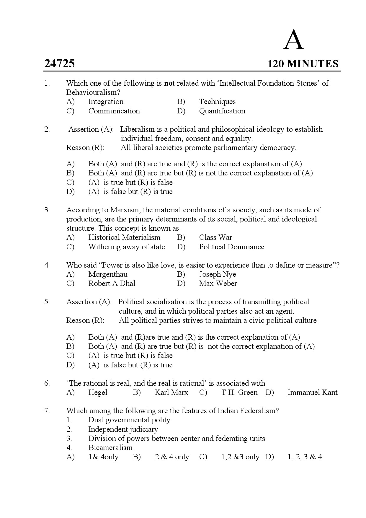 Kerala SET Political Science Exam Question Paper July 2024 1