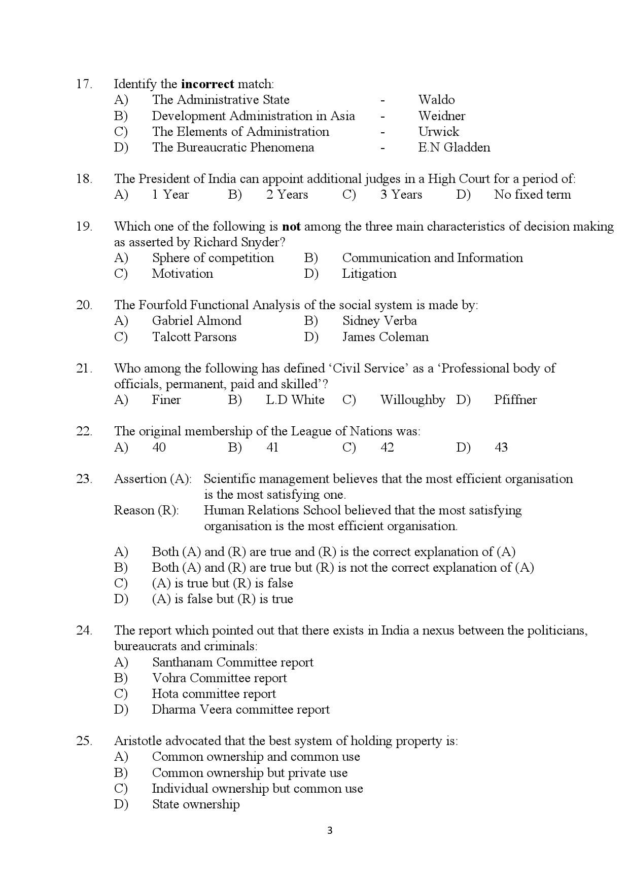 Kerala SET Political Science Exam Question Paper July 2024 3