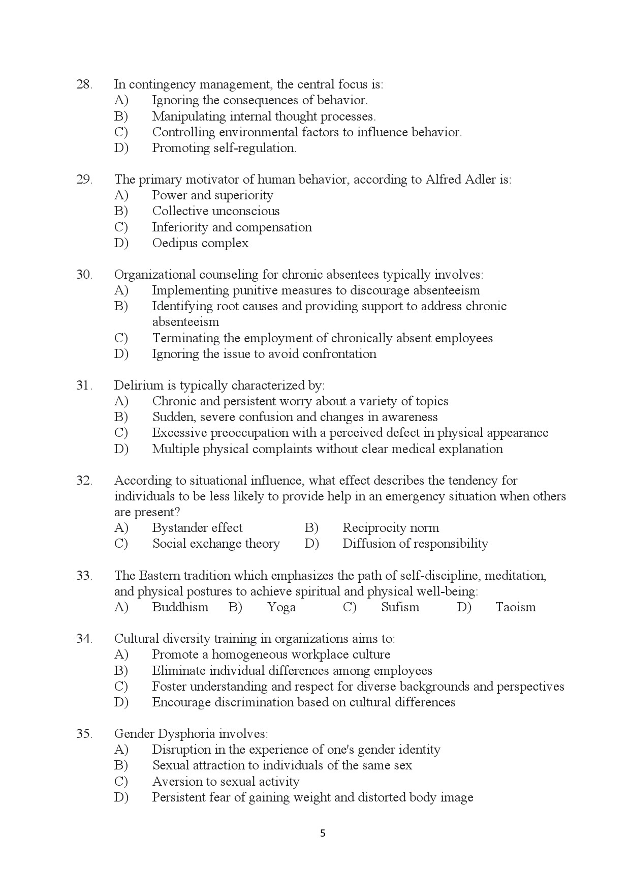 Kerala SET Psychology Exam Question Paper January 2024 5