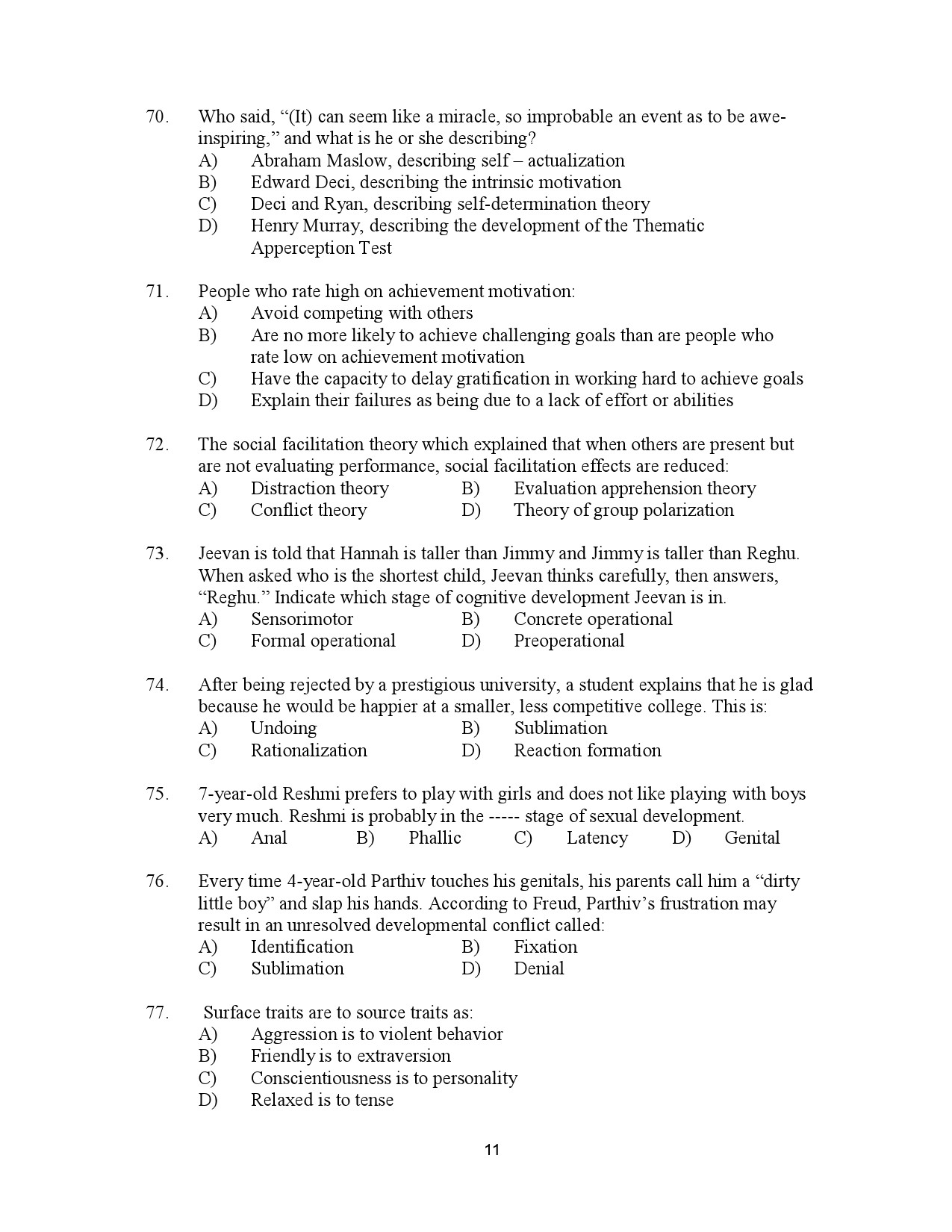 Kerala SET Psychology Exam Question Paper July 2023 11