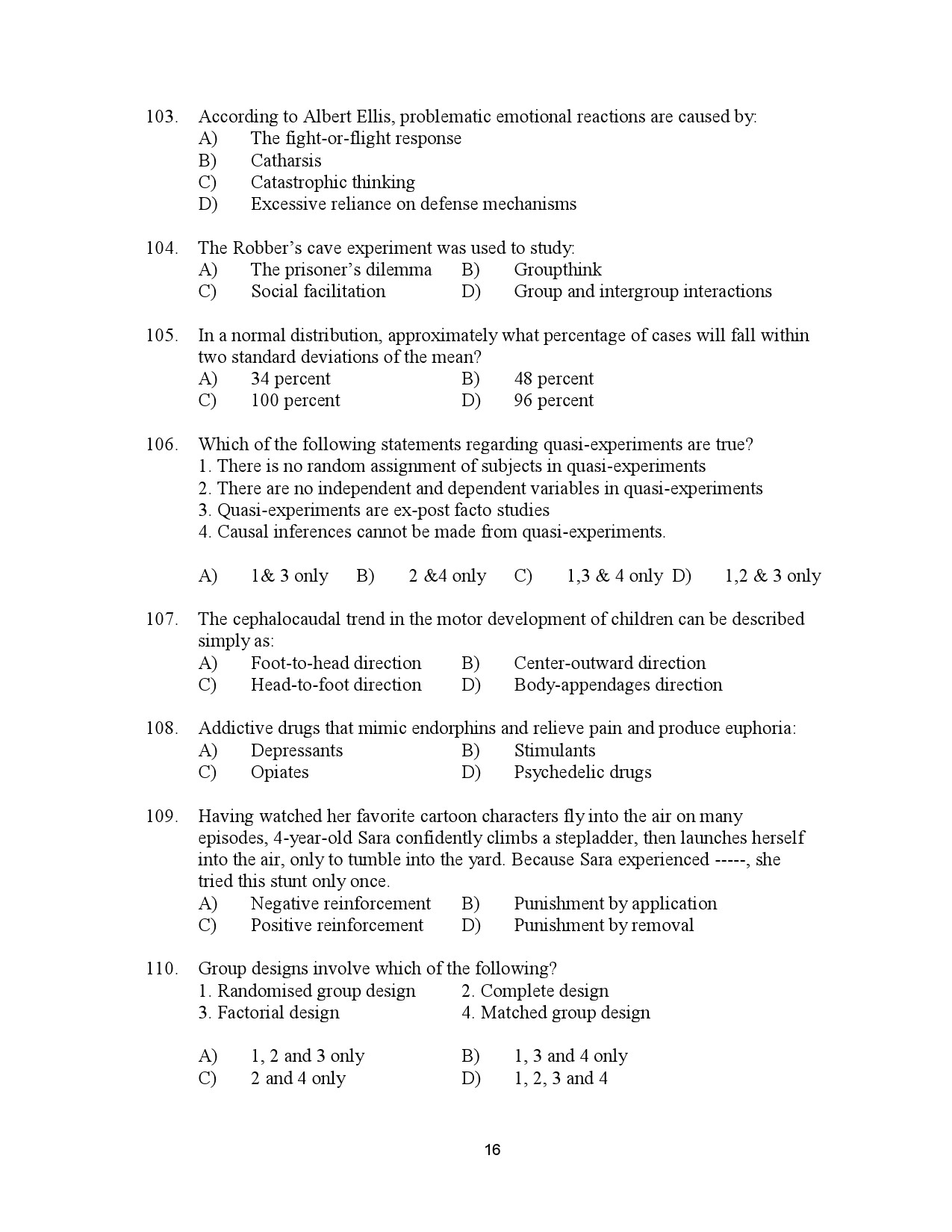 Kerala SET Psychology Exam Question Paper July 2023 16