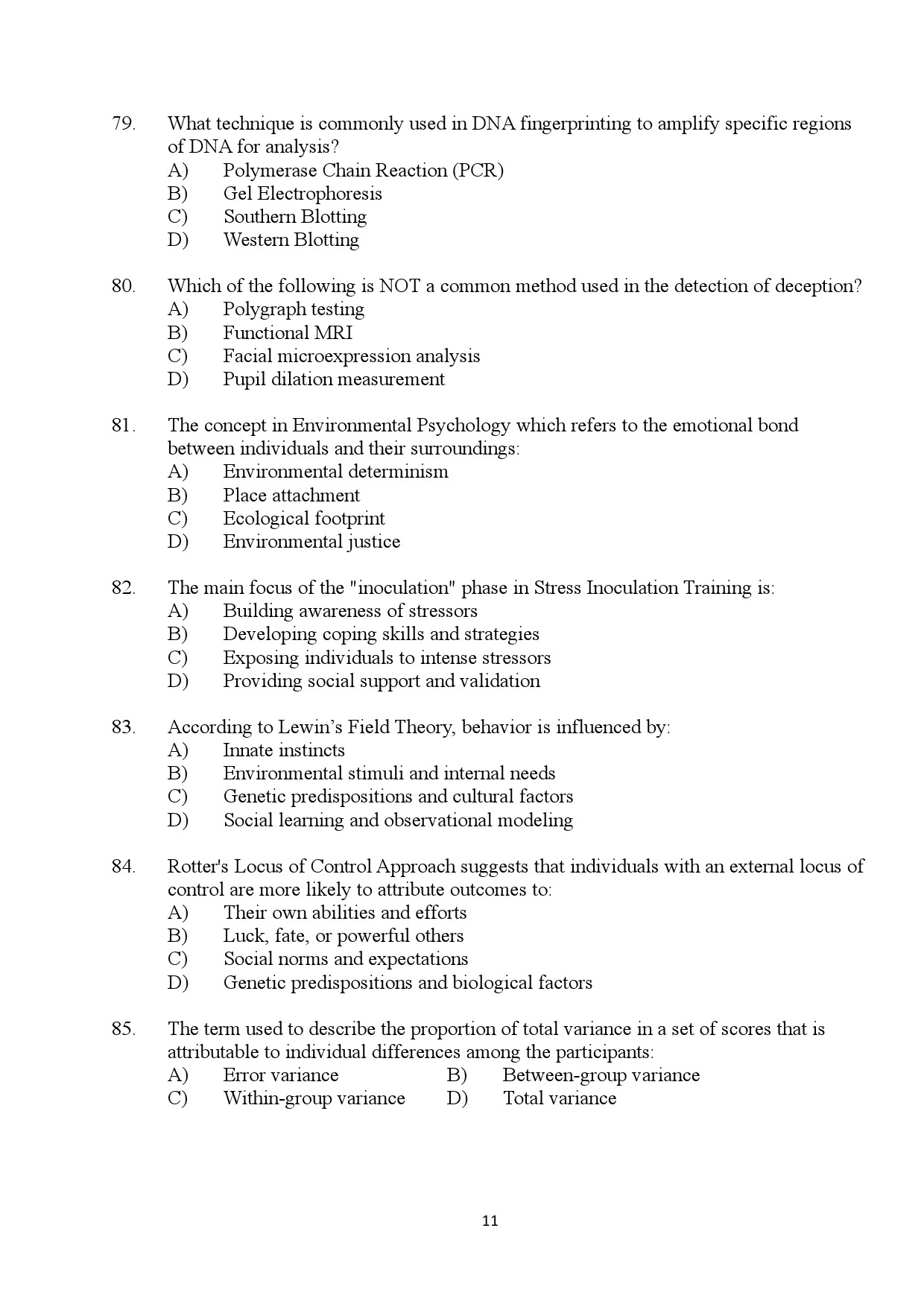 Kerala SET Psychology Exam Question Paper July 2024 11