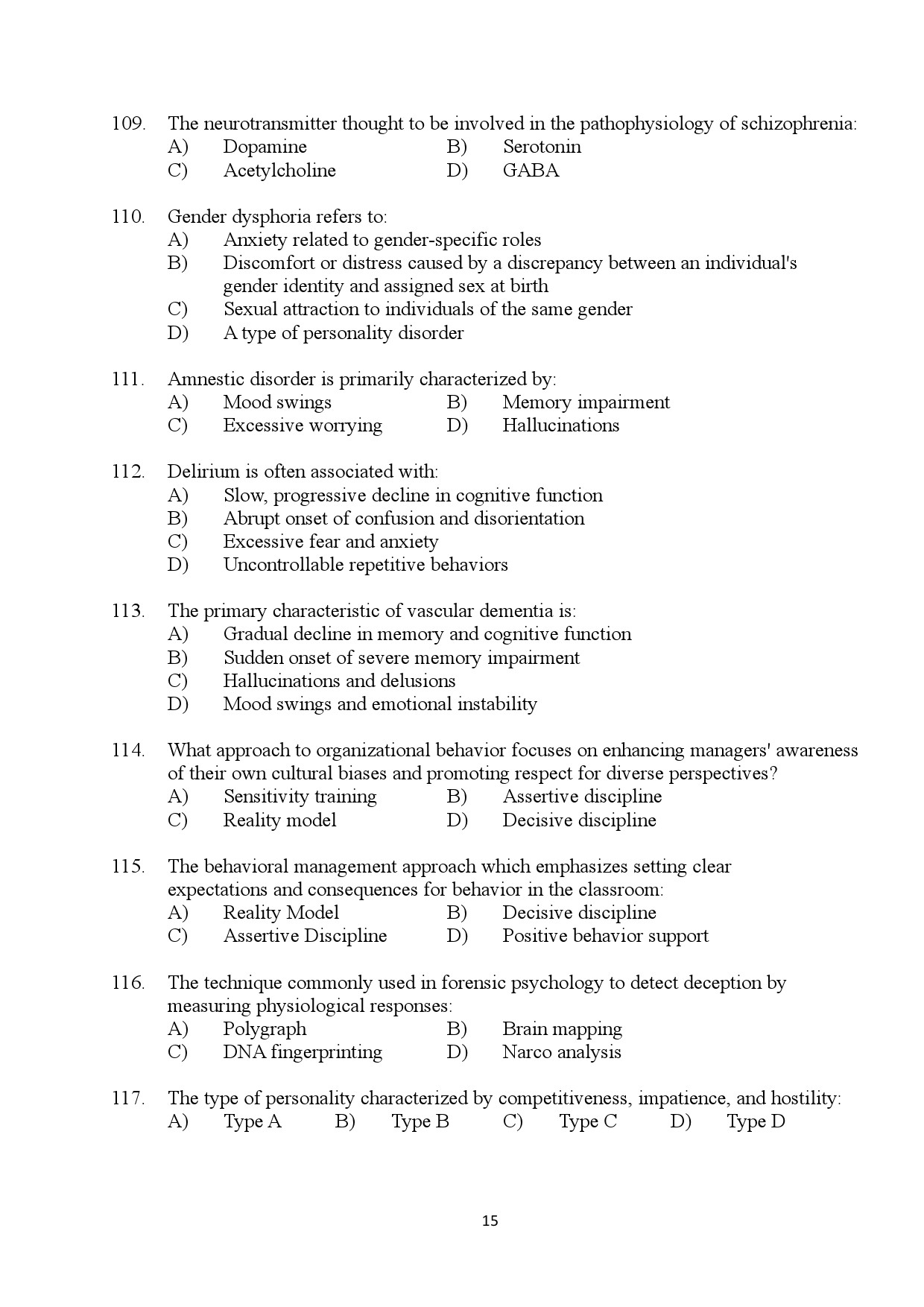 Kerala SET Psychology Exam Question Paper July 2024 15