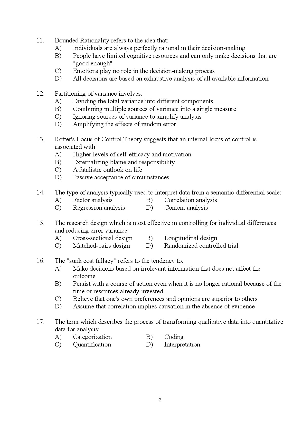 Kerala SET Psychology Exam Question Paper July 2024 2