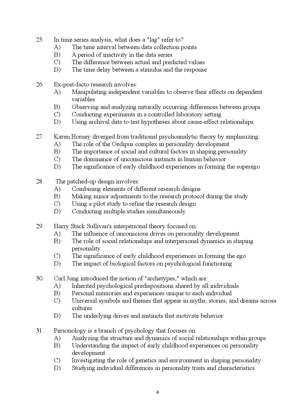 Kerala SET Psychology Exam Question Paper July 2024 4