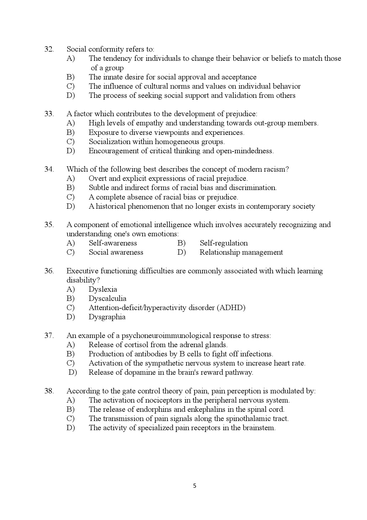 Kerala SET Psychology Exam Question Paper July 2024 5