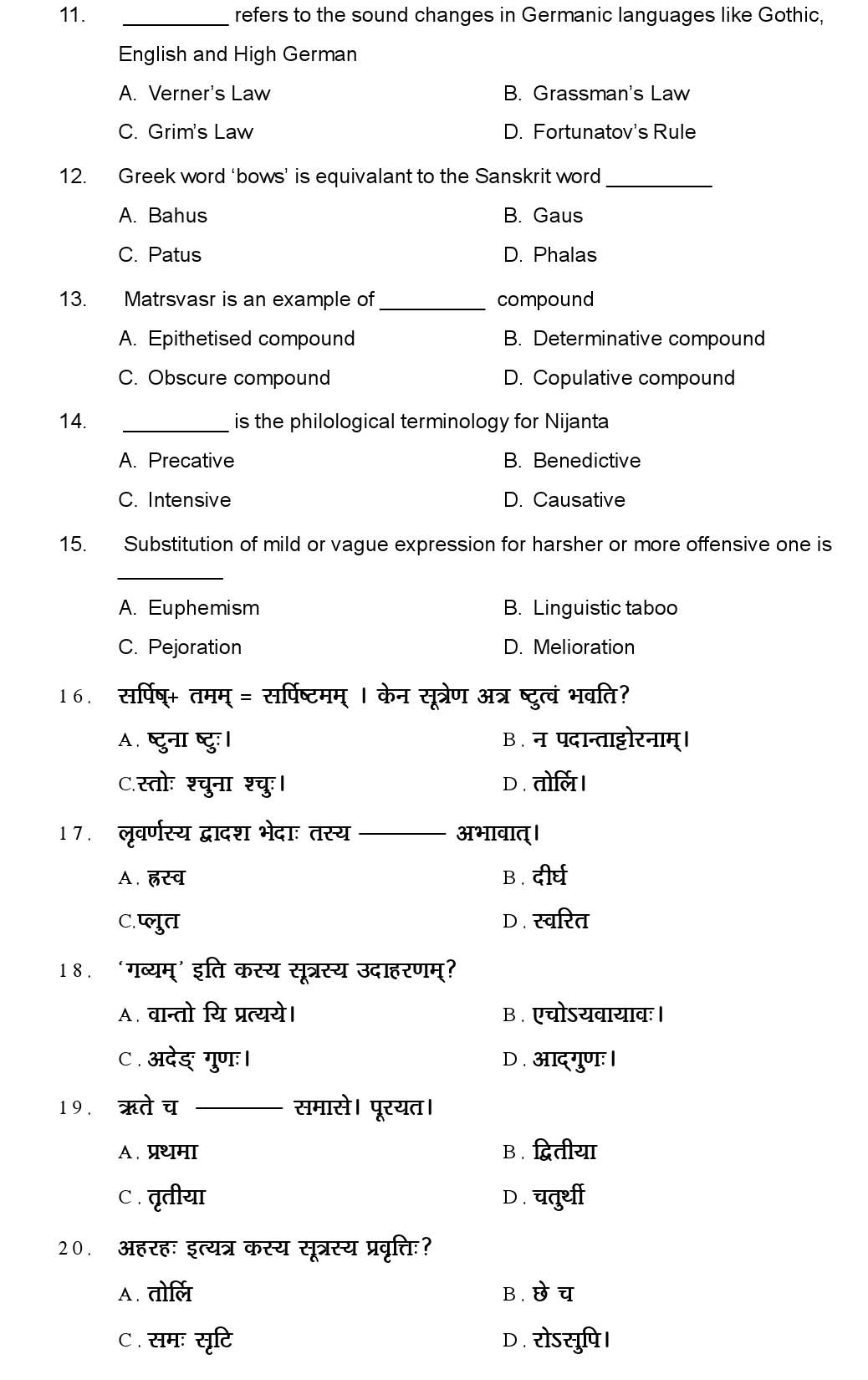 Kerala SET Sanskrit Exam 2014 Question Code 14228 2