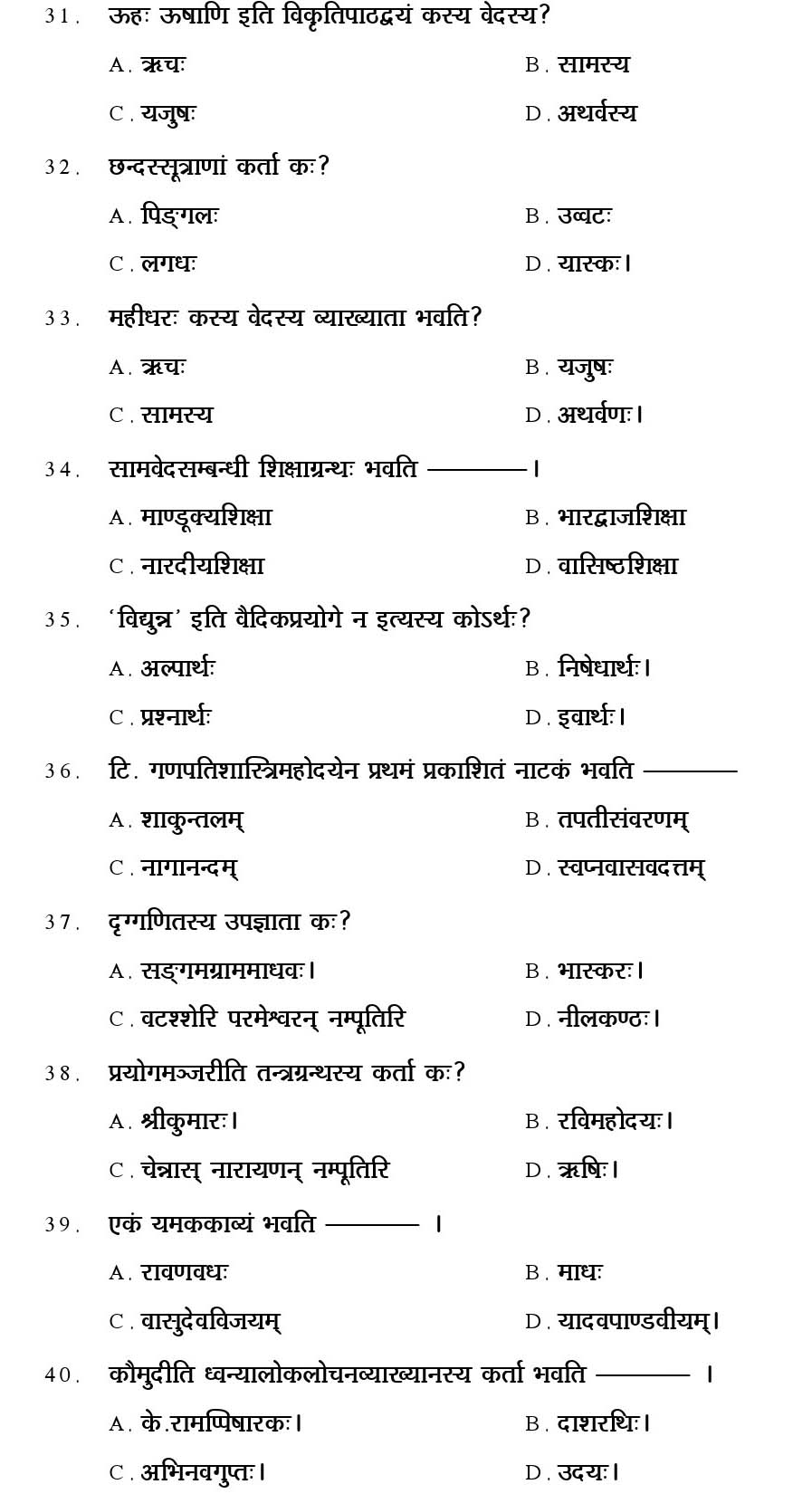 Kerala SET Sanskrit Exam 2014 Question Code 14228 4