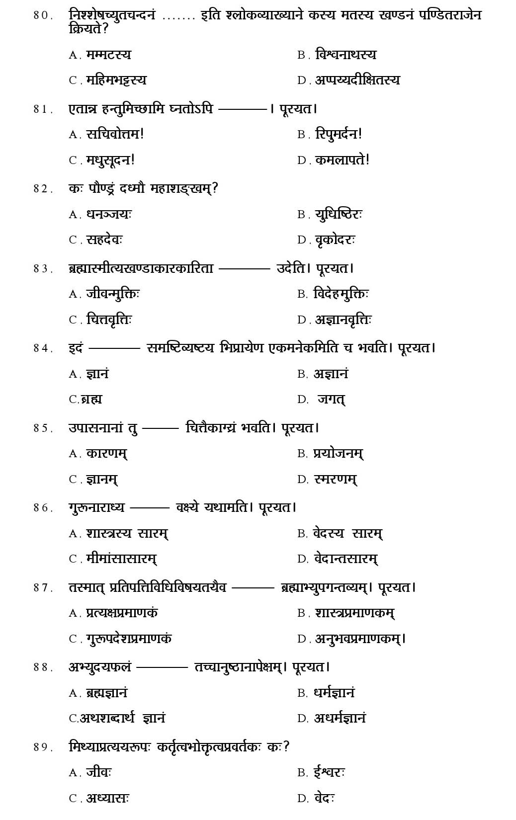 Kerala SET Sanskrit Exam 2014 Question Code 14228 9