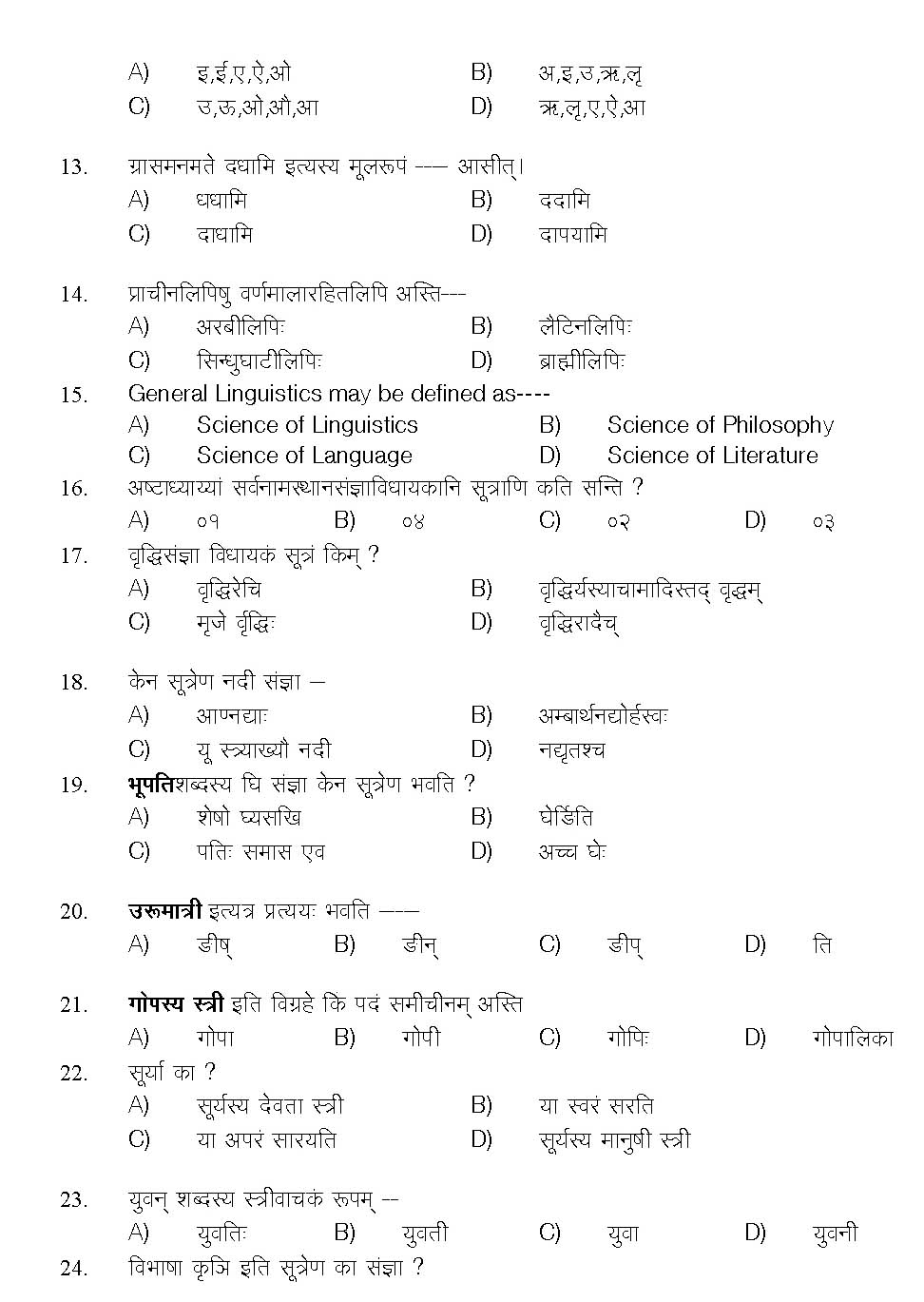 Kerala SET Sanskrit Exam 2015 Question Code 15628 2