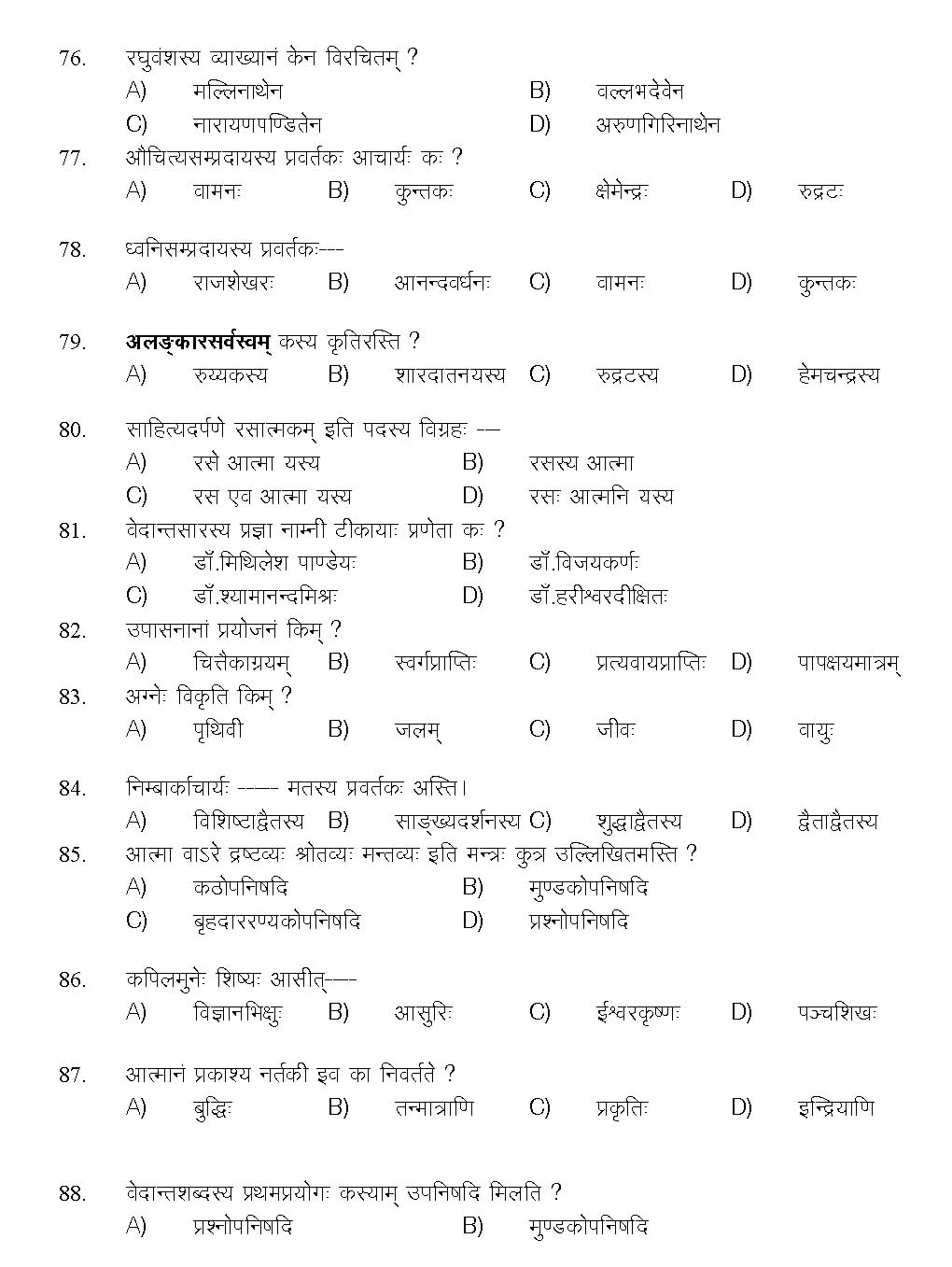 Kerala SET Sanskrit Exam 2015 Question Code 15628 7