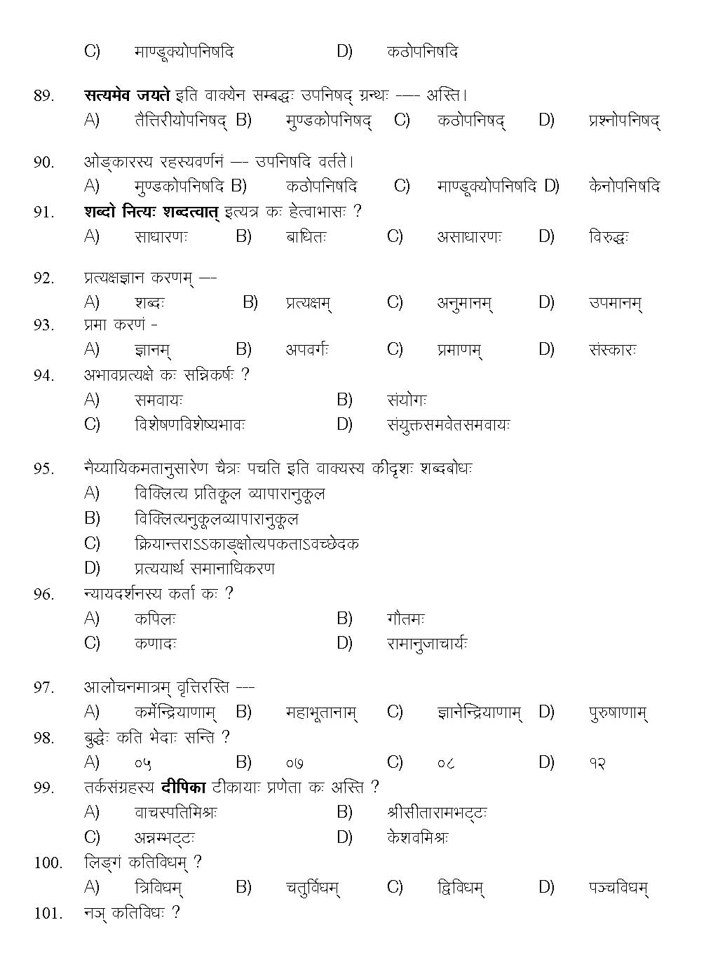 Kerala SET Sanskrit Exam 2015 Question Code 15628 8