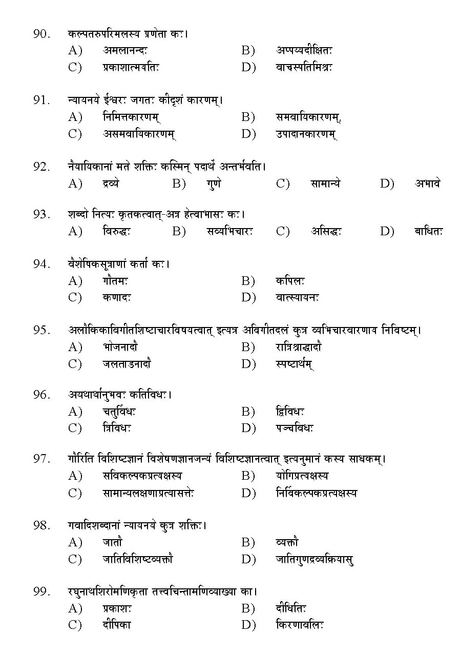 Kerala SET Sanskrit Exam 2016 Question Code 16128 A 10