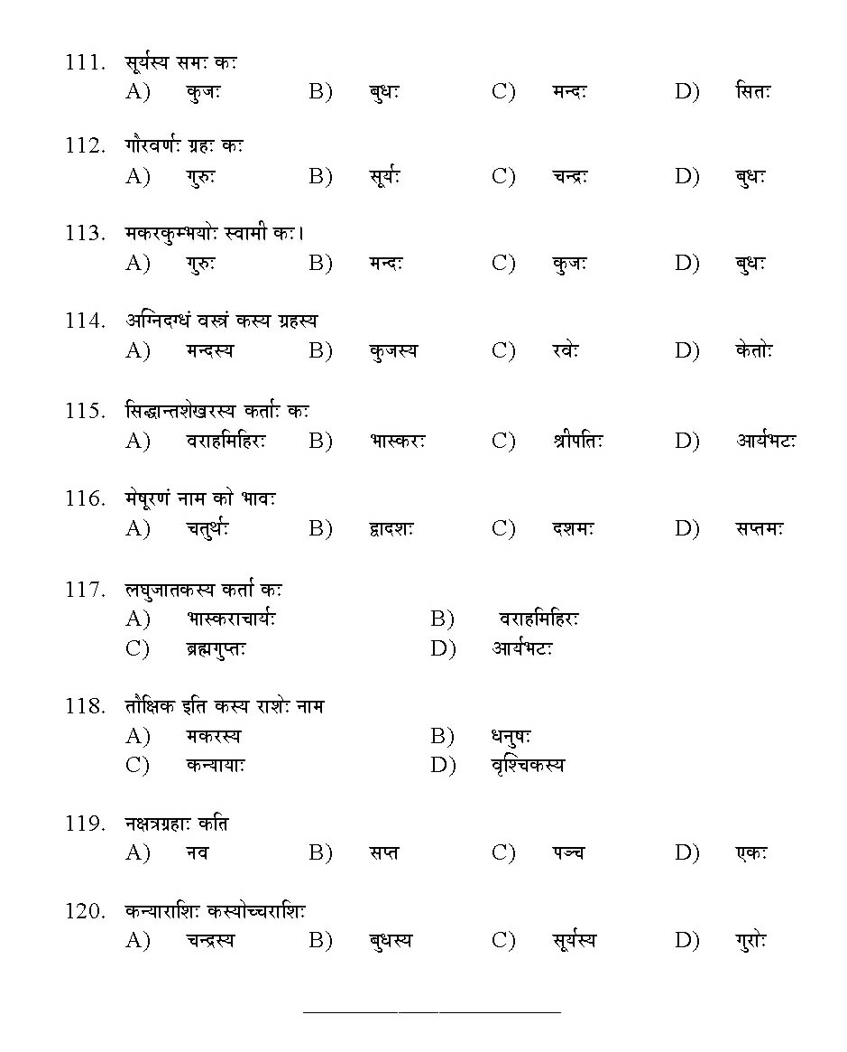 Kerala SET Sanskrit Exam 2016 Question Code 16128 A 12