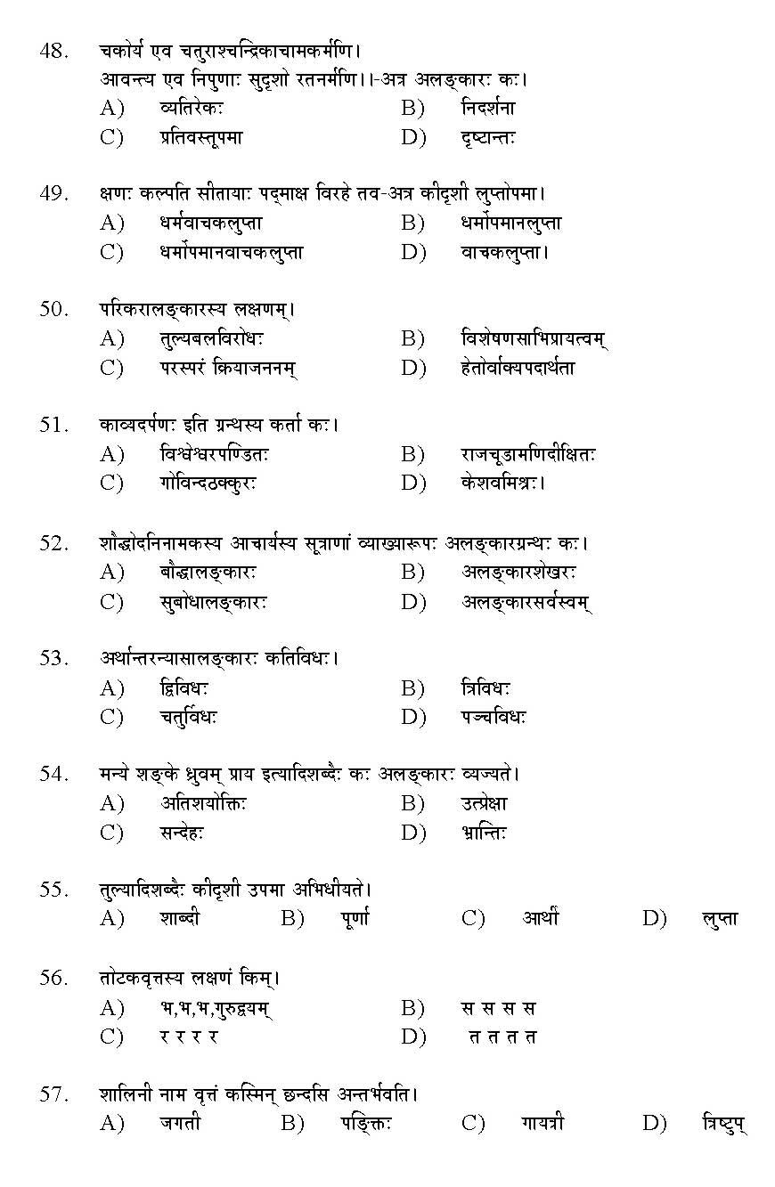 Kerala SET Sanskrit Exam 2016 Question Code 16128 A 6