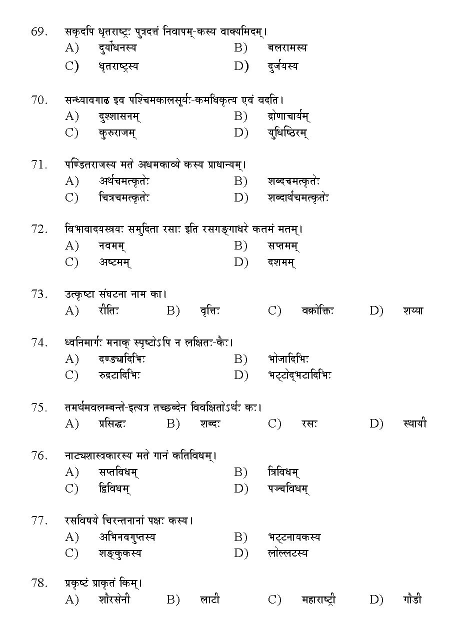 Kerala SET Sanskrit Exam 2016 Question Code 16128 A 8