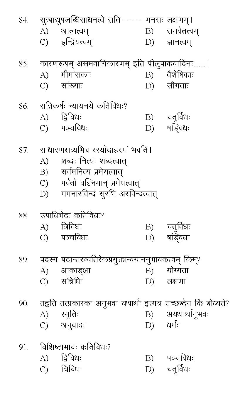 Kerala SET Sanskrit Exam 2017 Question Code 17228 A 10