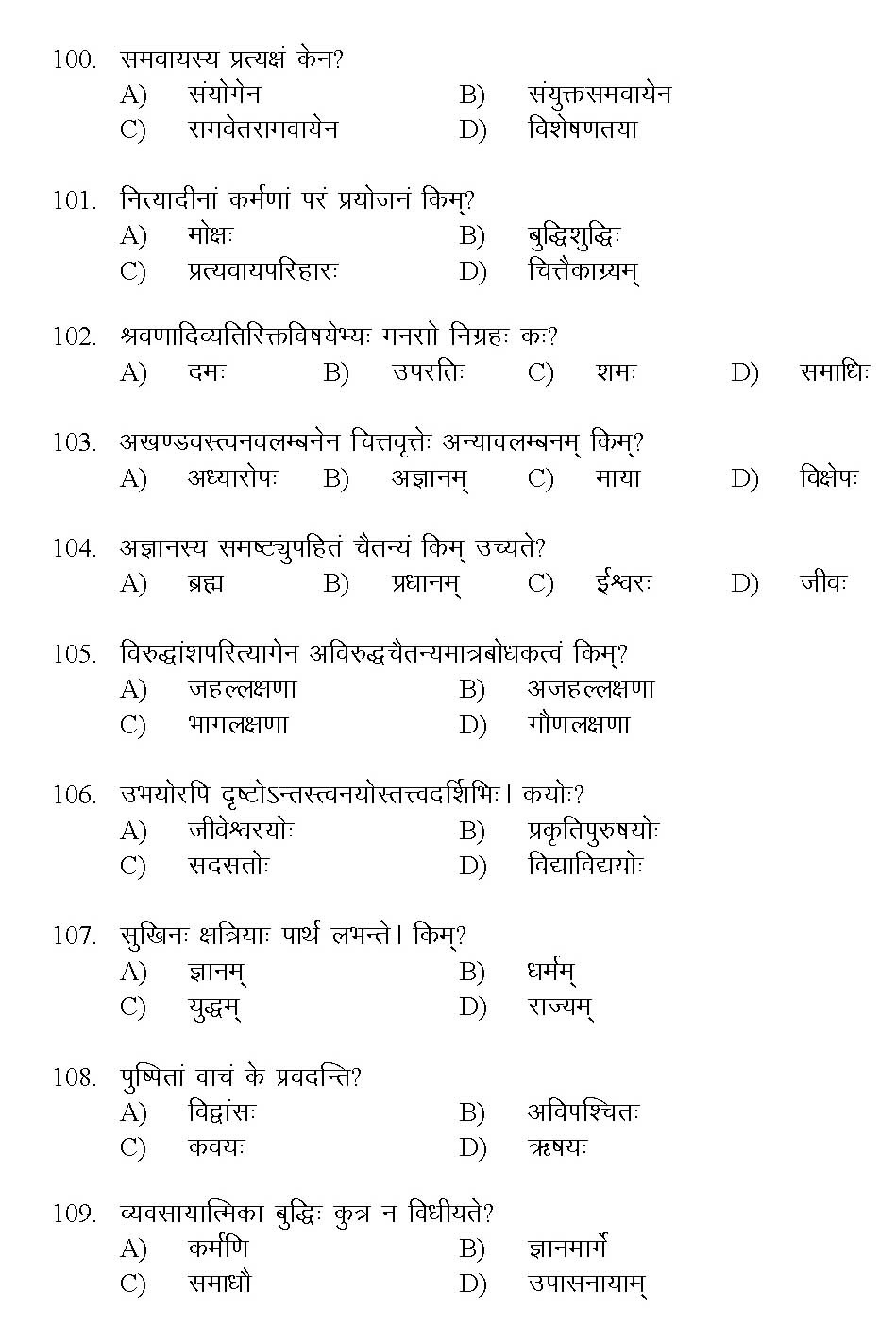 Kerala SET Sanskrit Exam 2017 Question Code 17228 A 12