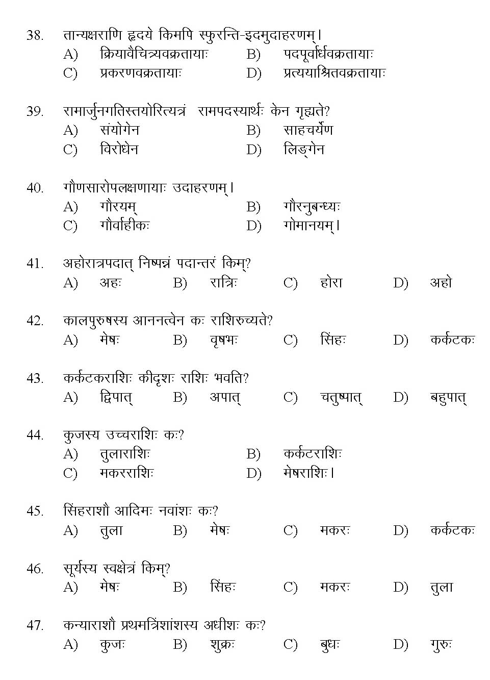 Kerala SET Sanskrit Exam 2017 Question Code 17228 A 5