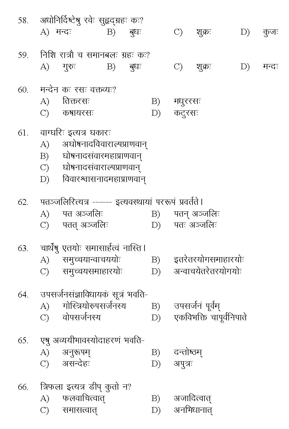 Kerala SET Sanskrit Exam 2017 Question Code 17228 A 7