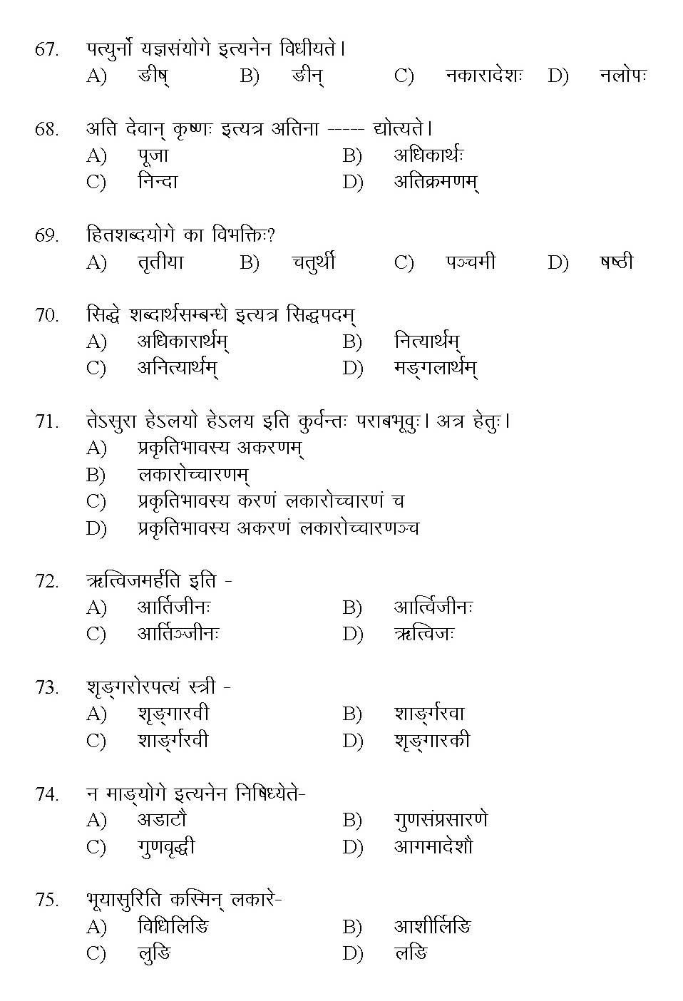 Kerala SET Sanskrit Exam 2017 Question Code 17228 A 8