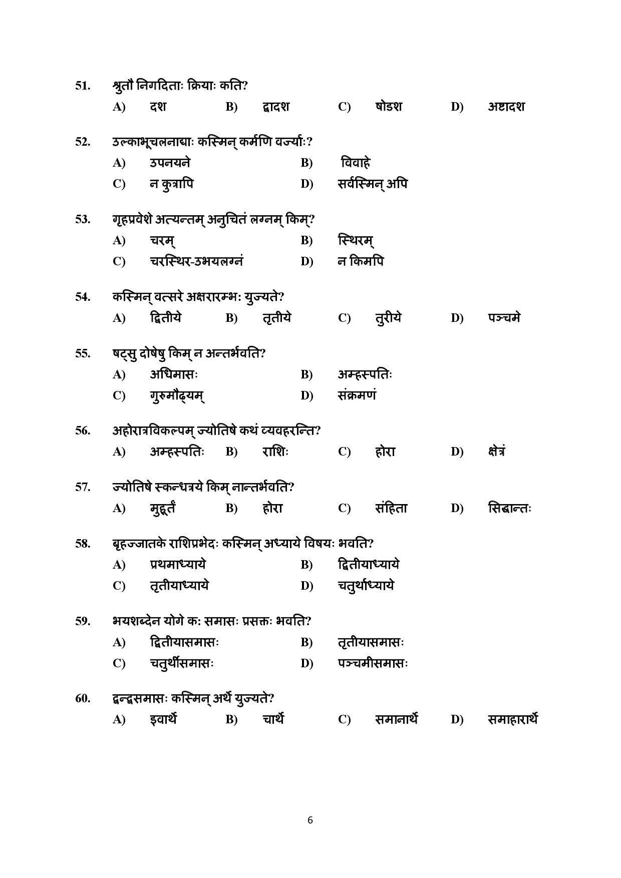 Kerala SET Sanskrit Exam Question Paper January 2022 6