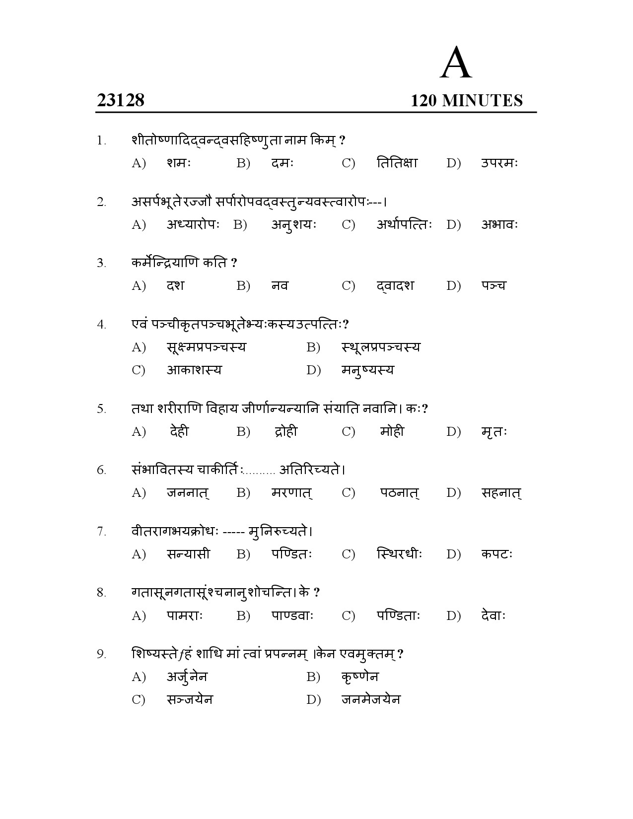 Kerala SET Sanskrit Exam Question Paper January 2023 1