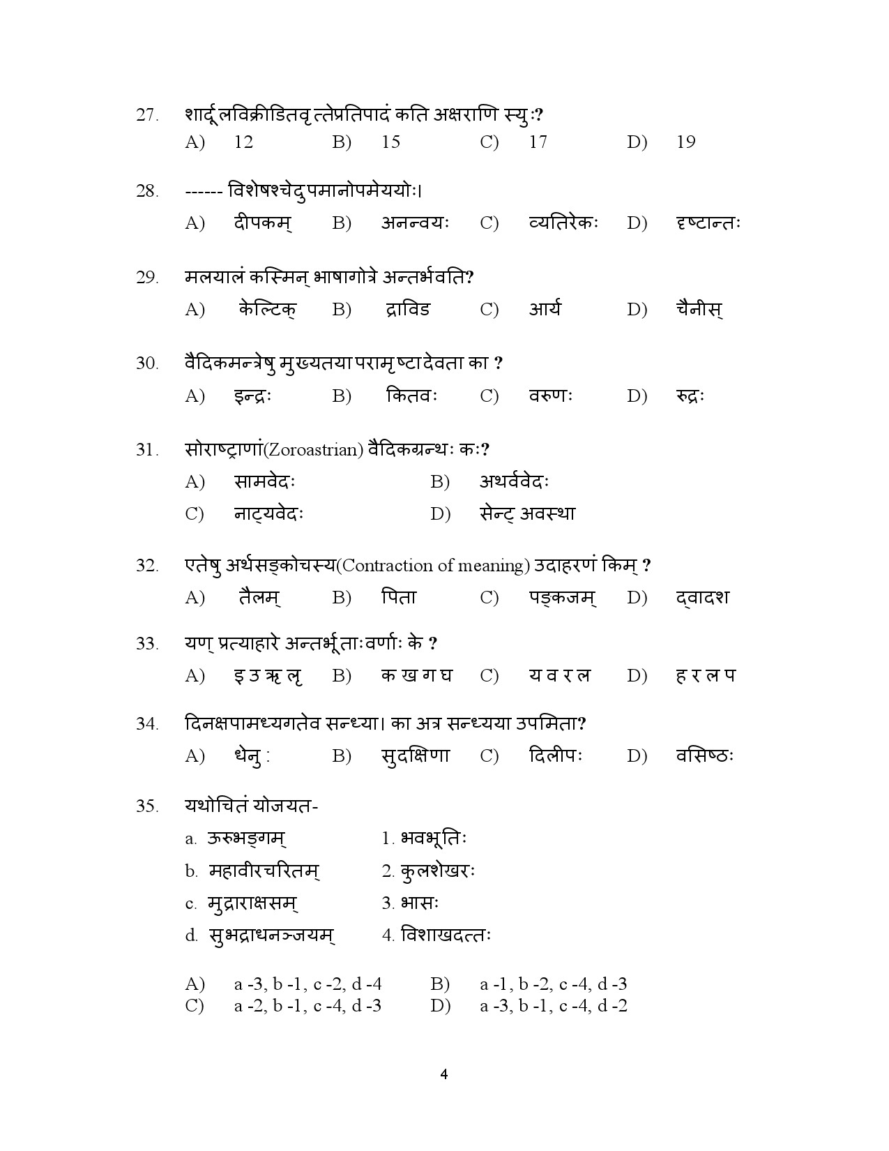 Kerala SET Sanskrit Exam Question Paper January 2023 4