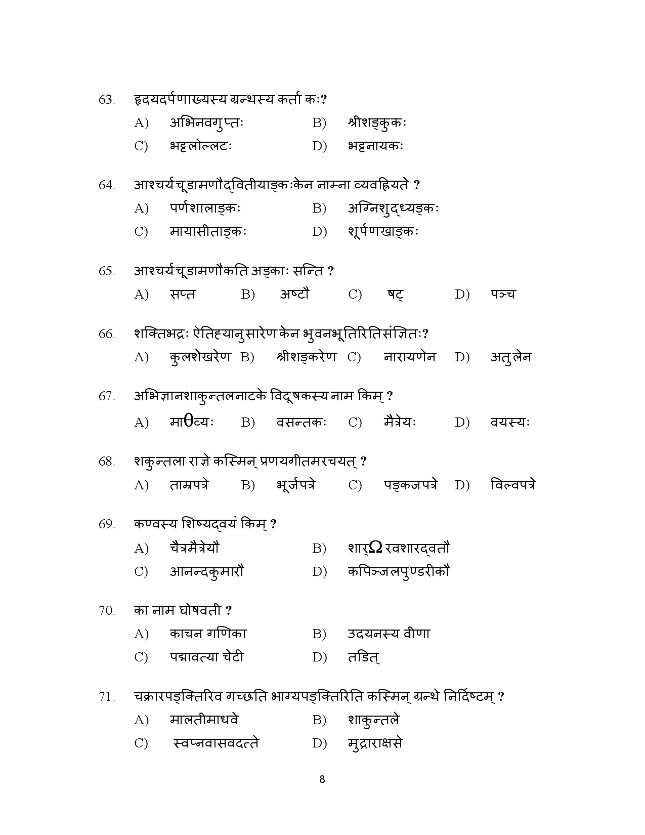 Kerala SET Sanskrit Exam Question Paper January 2023 8
