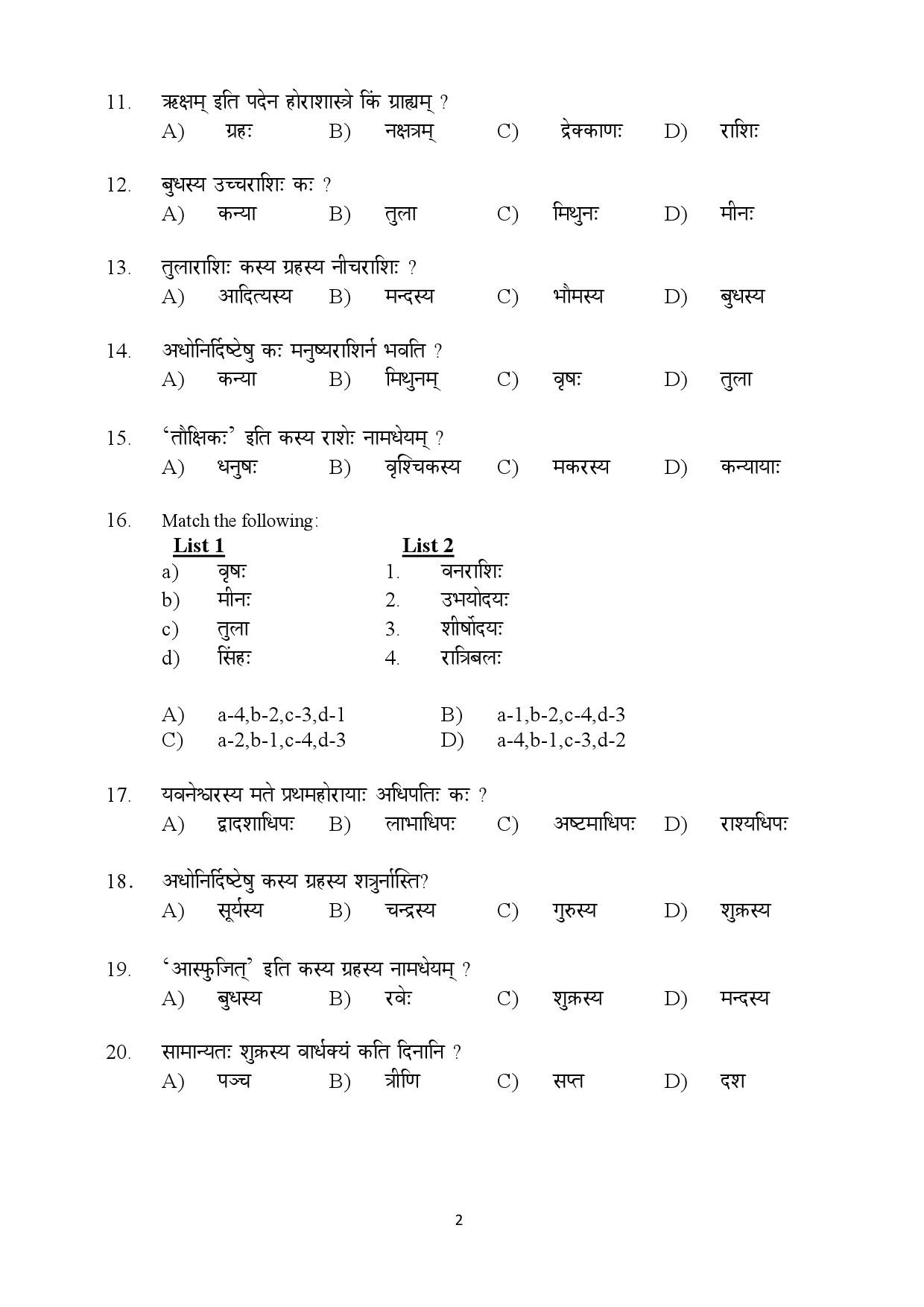 Kerala SET Sanskrit Exam Question Paper July 2019 2