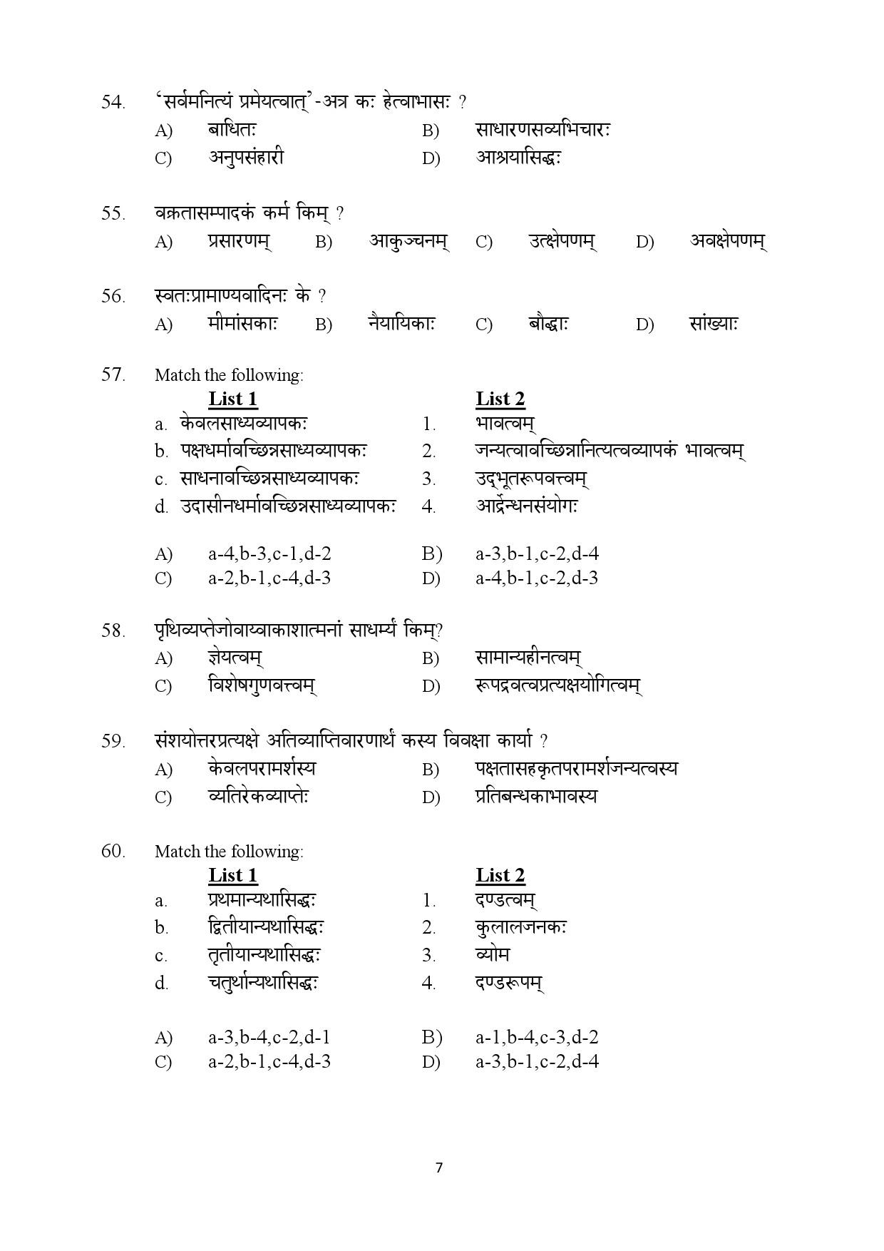 Kerala SET Sanskrit Exam Question Paper July 2019 7