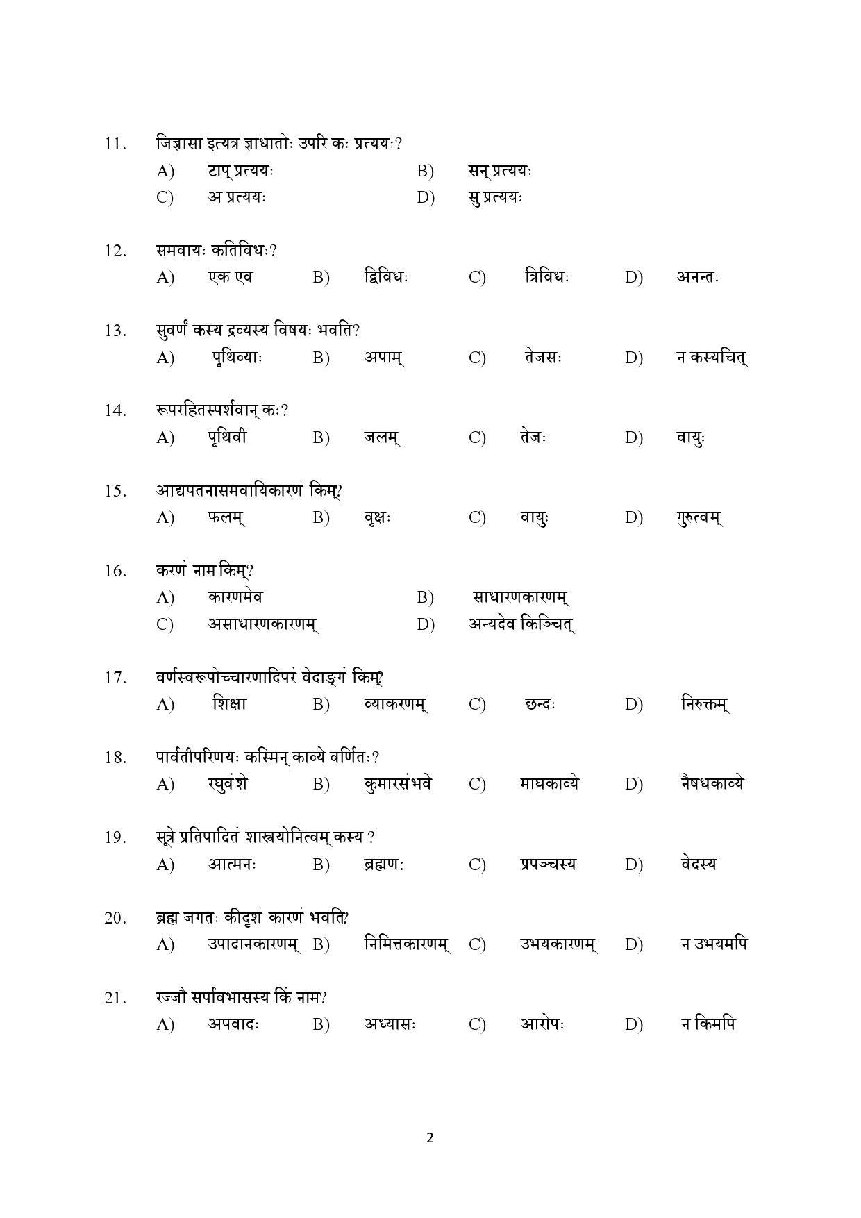 Kerala SET Sanskrit Exam Question Paper July 2022 2