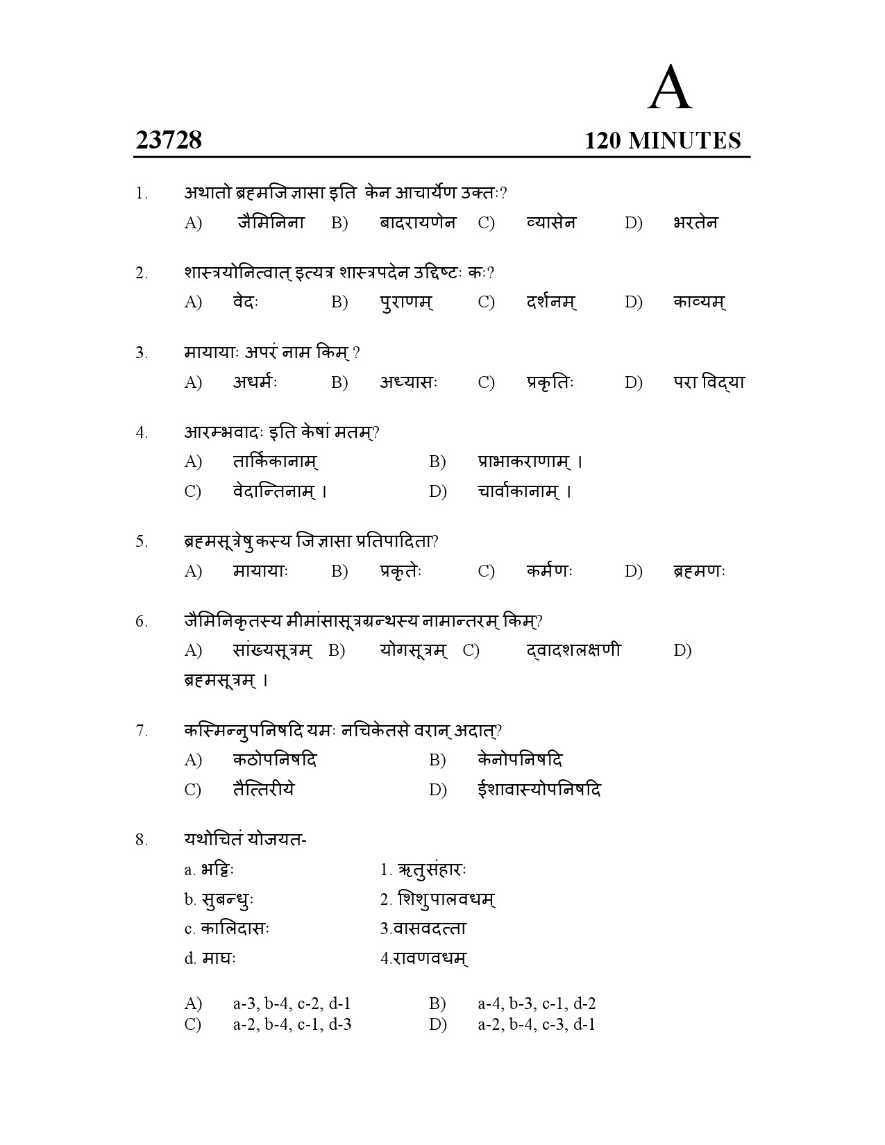 Kerala SET Sanskrit Exam Question Paper July 2023 1