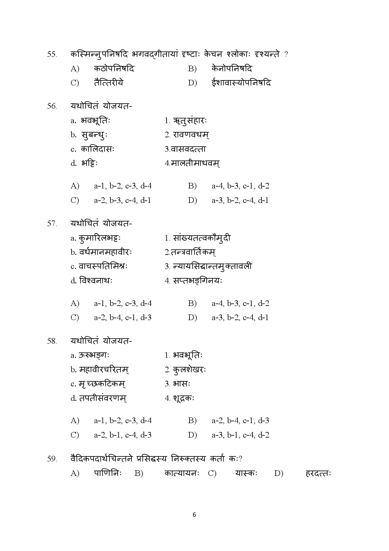 Kerala SET Sanskrit Exam Question Paper July 2024 6