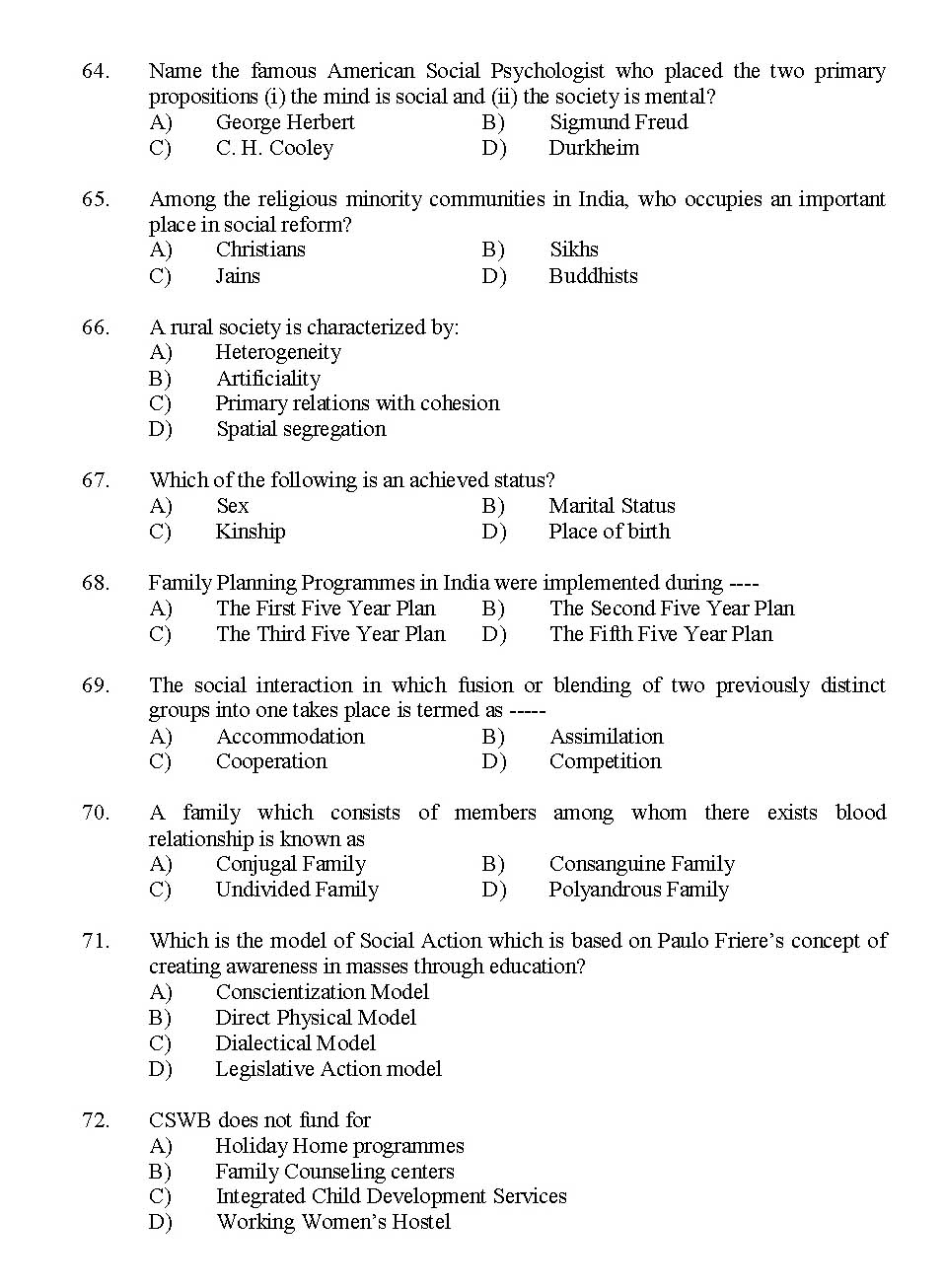 Kerala SET Social Work Exam 2015 Question Code 15629 8