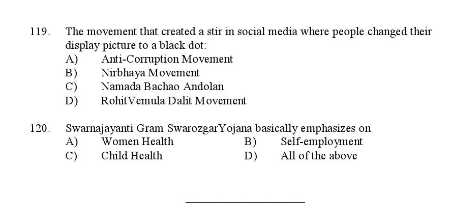 Kerala SET Social Work Exam 2016 Question Code 16629 A 14