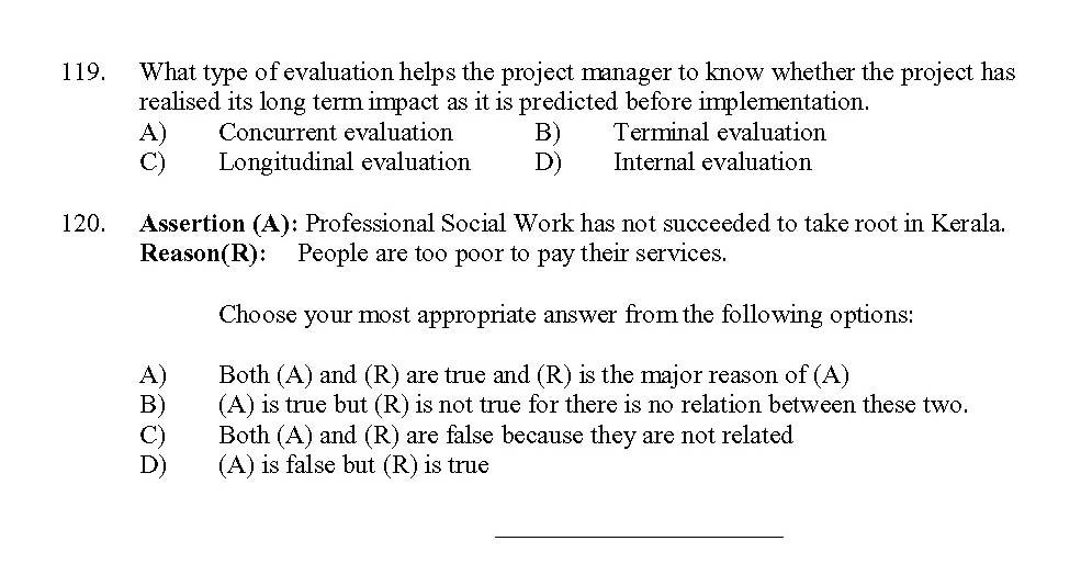 Kerala SET Social Work Exam 2017 Question Code 17229 A 15