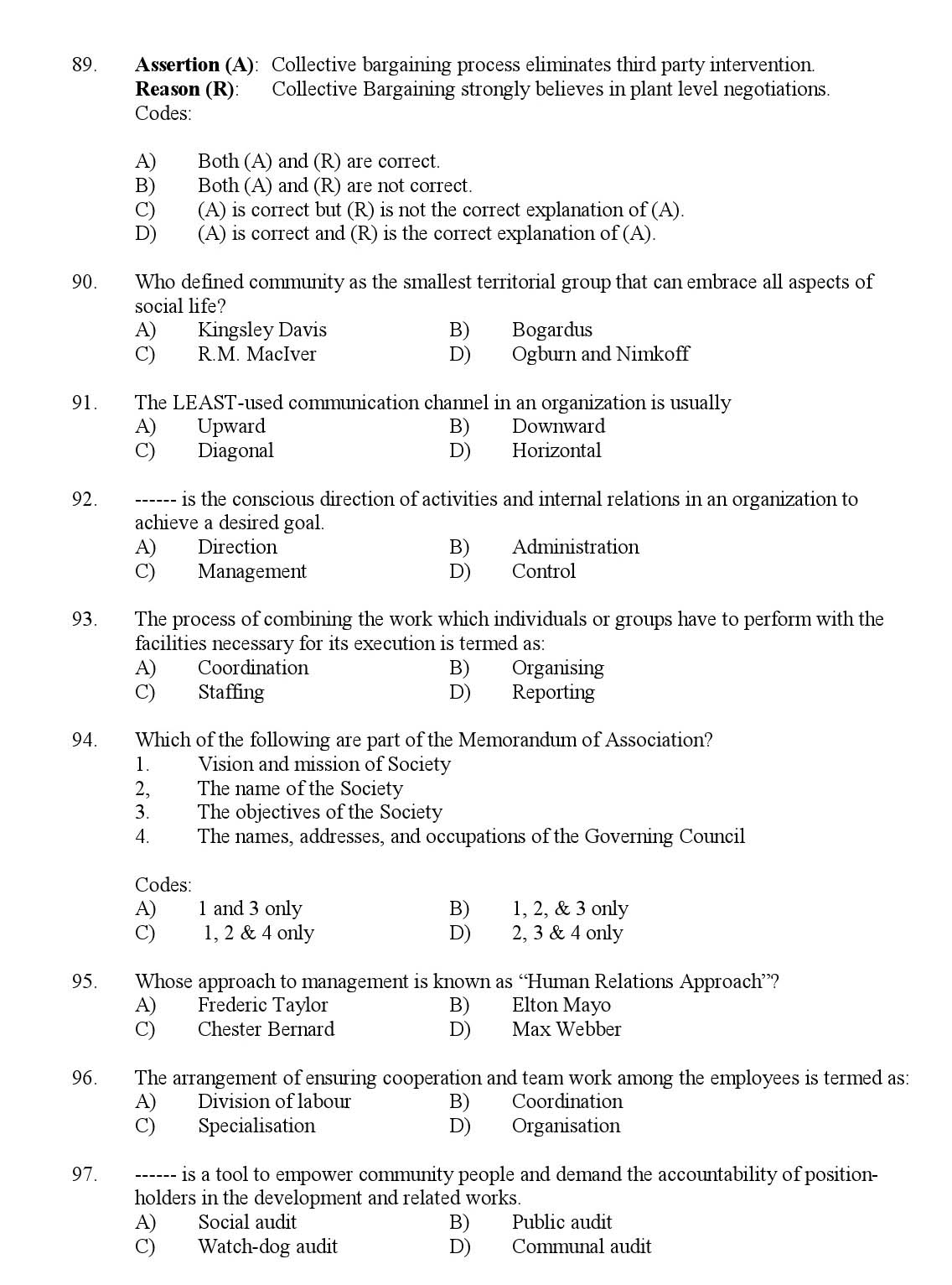 Kerala SET Social Work Exam 2017 Question Code 17829 A 11