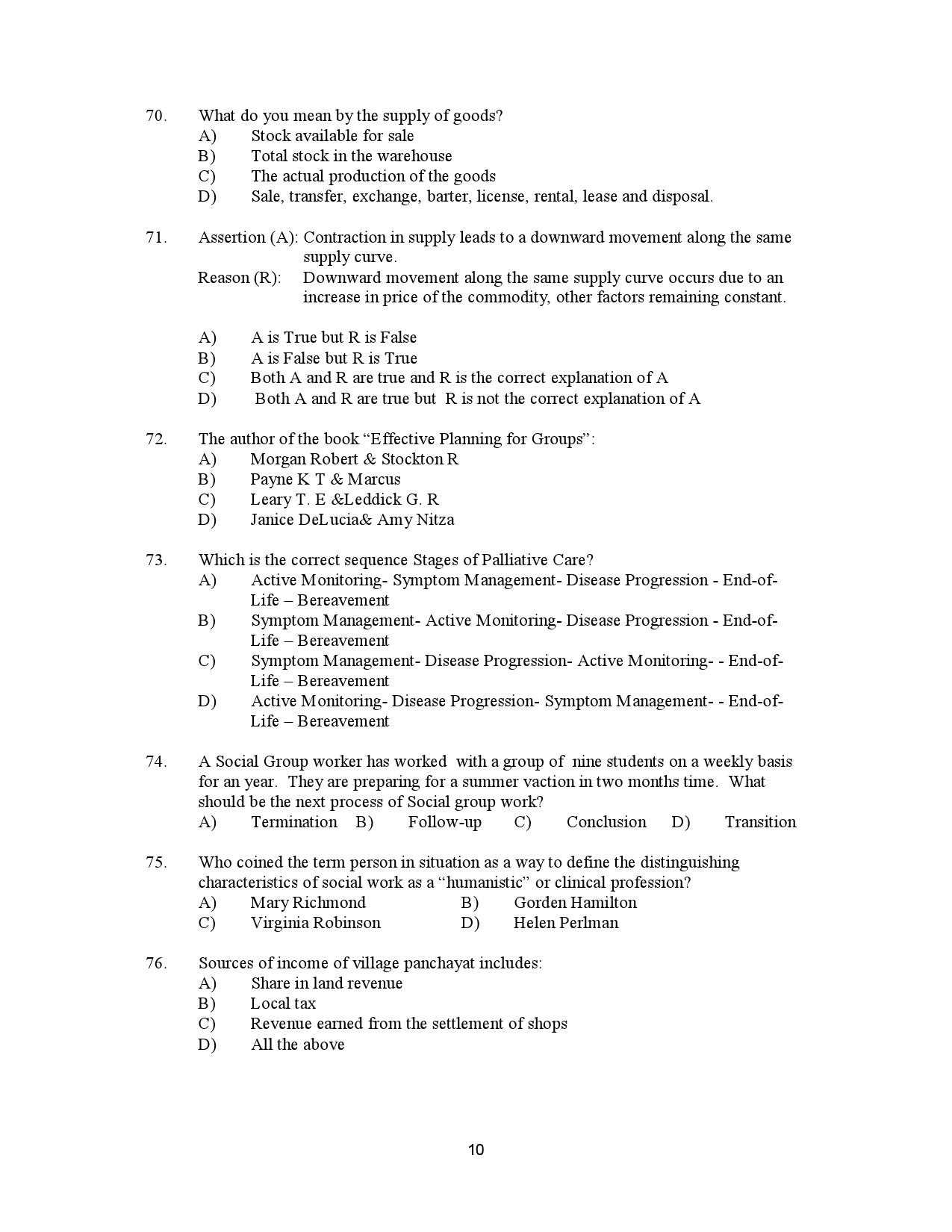 Kerala SET Social Work Exam Question Paper January 2023 10