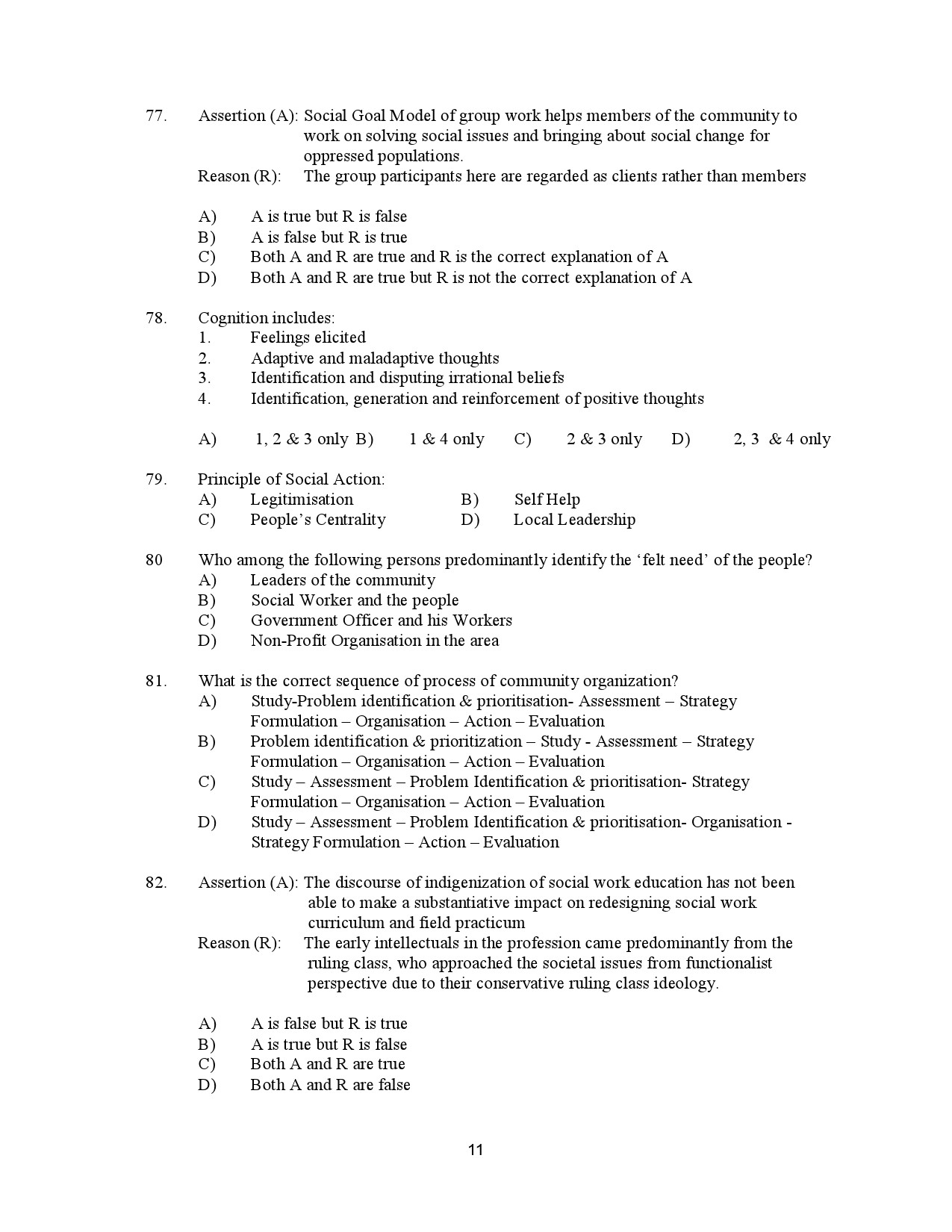 Kerala SET Social Work Exam Question Paper January 2023 11