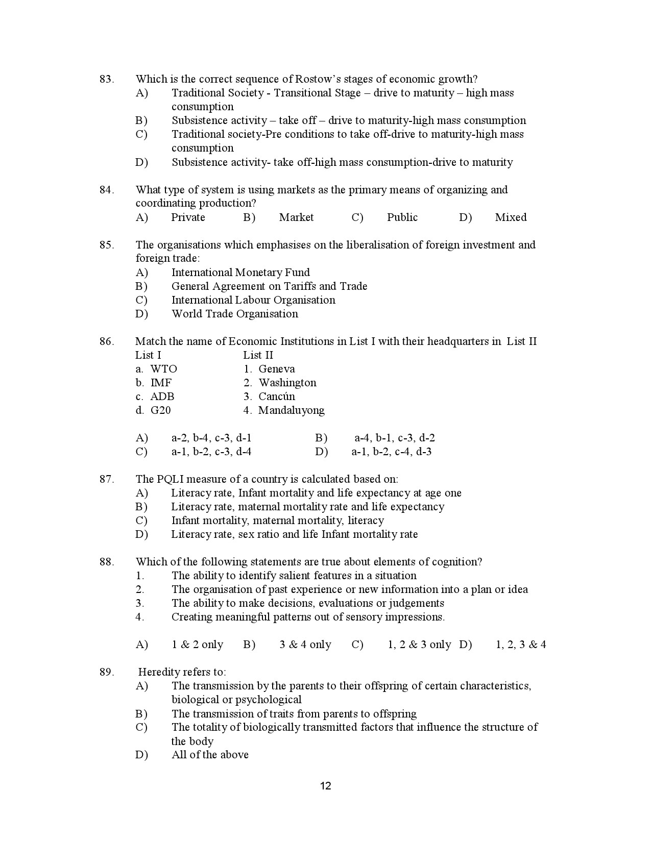 Kerala SET Social Work Exam Question Paper January 2023 12