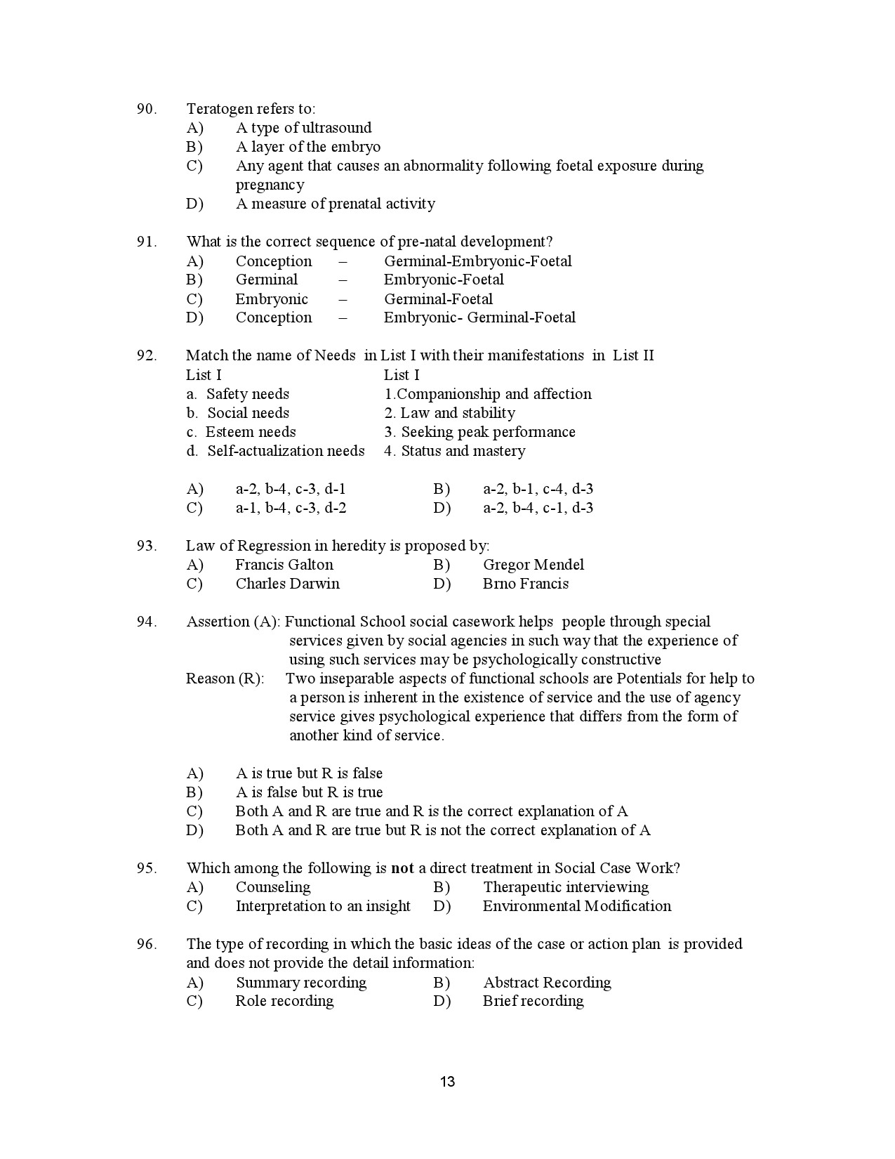Kerala SET Social Work Exam Question Paper January 2023 13