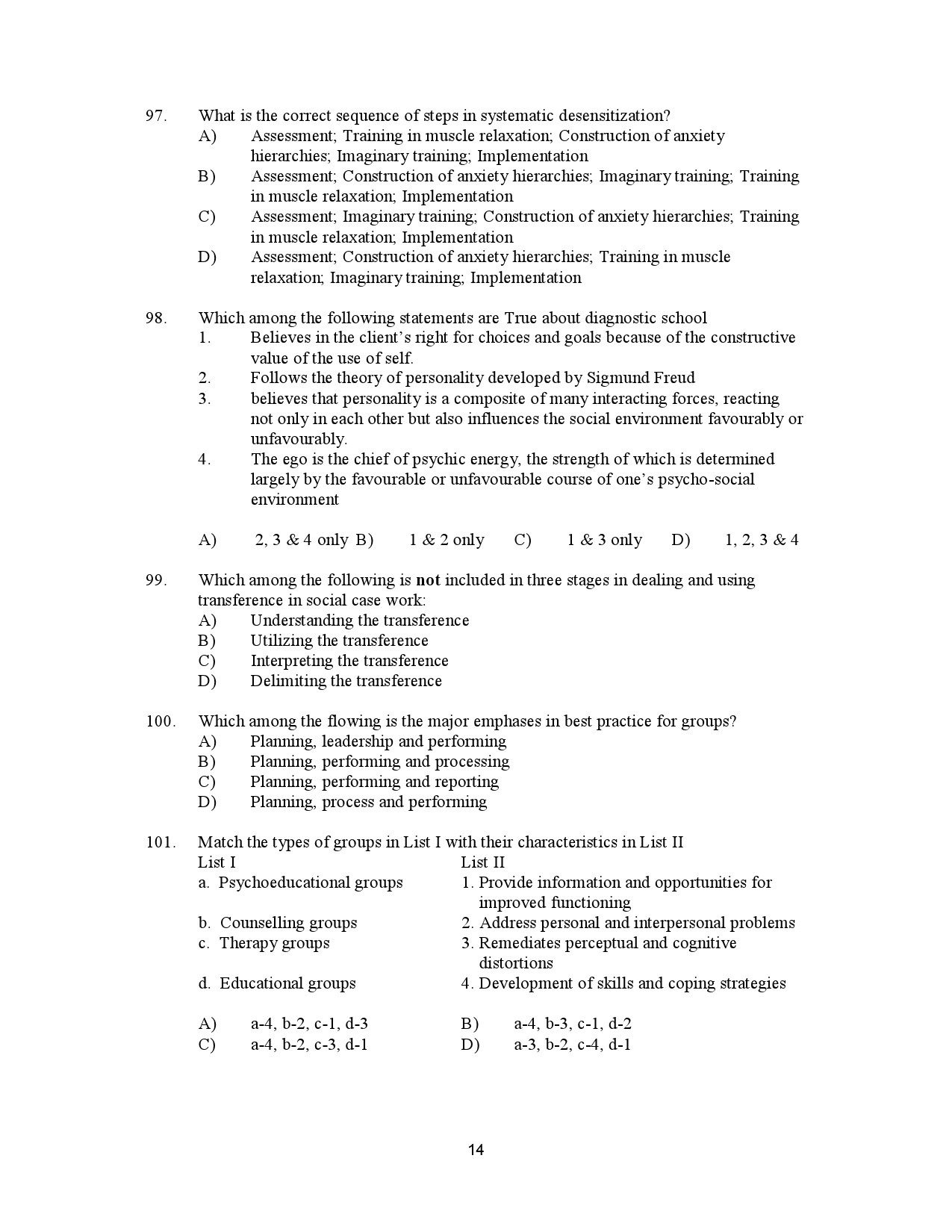 Kerala SET Social Work Exam Question Paper January 2023 14