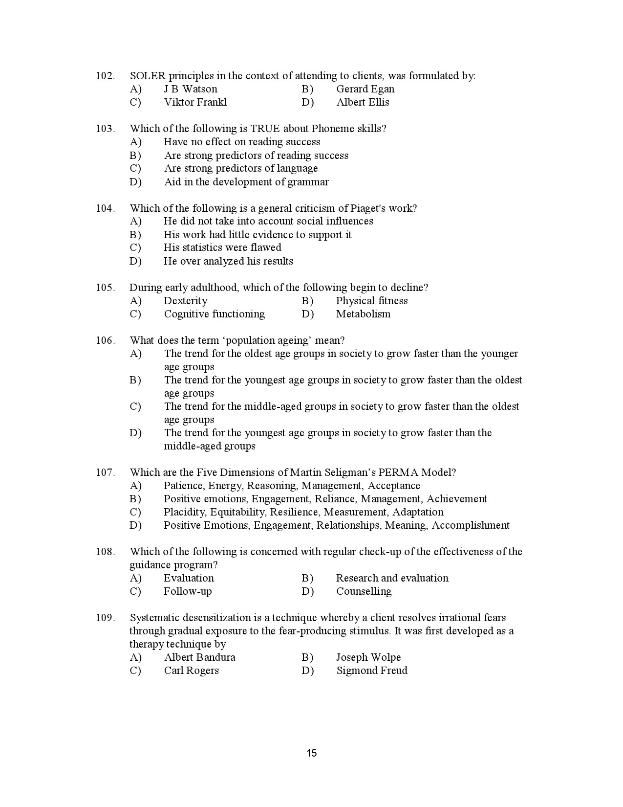 Kerala SET Social Work Exam Question Paper January 2023 15