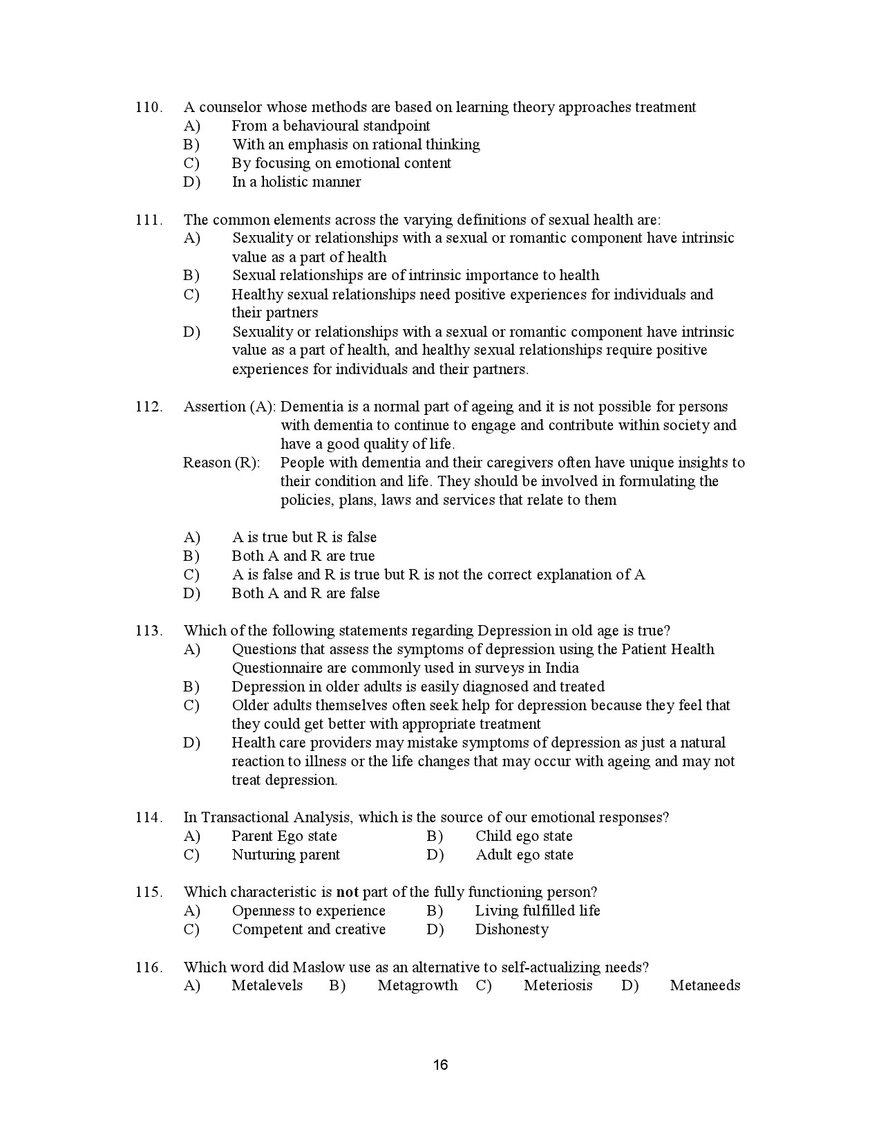 Kerala SET Social Work Exam Question Paper January 2023 16