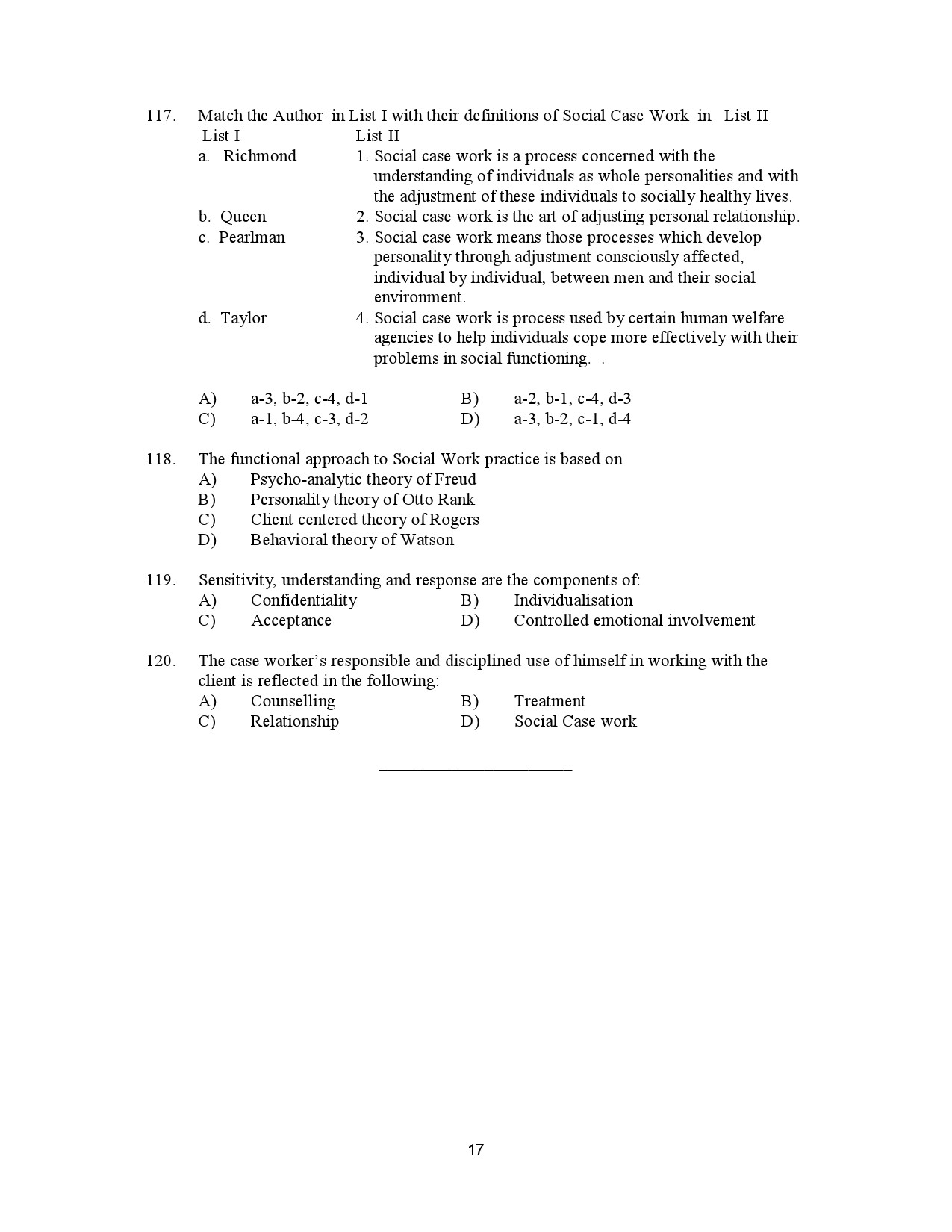 Kerala SET Social Work Exam Question Paper January 2023 17