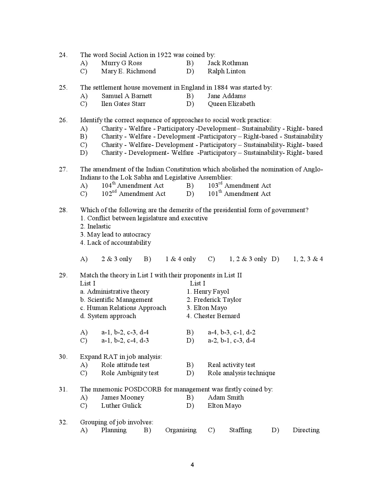 Kerala SET Social Work Exam Question Paper January 2023 4